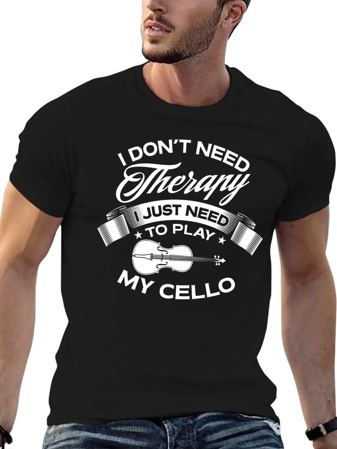 Cello Therapy T-Shirt - Musicians Black Tee