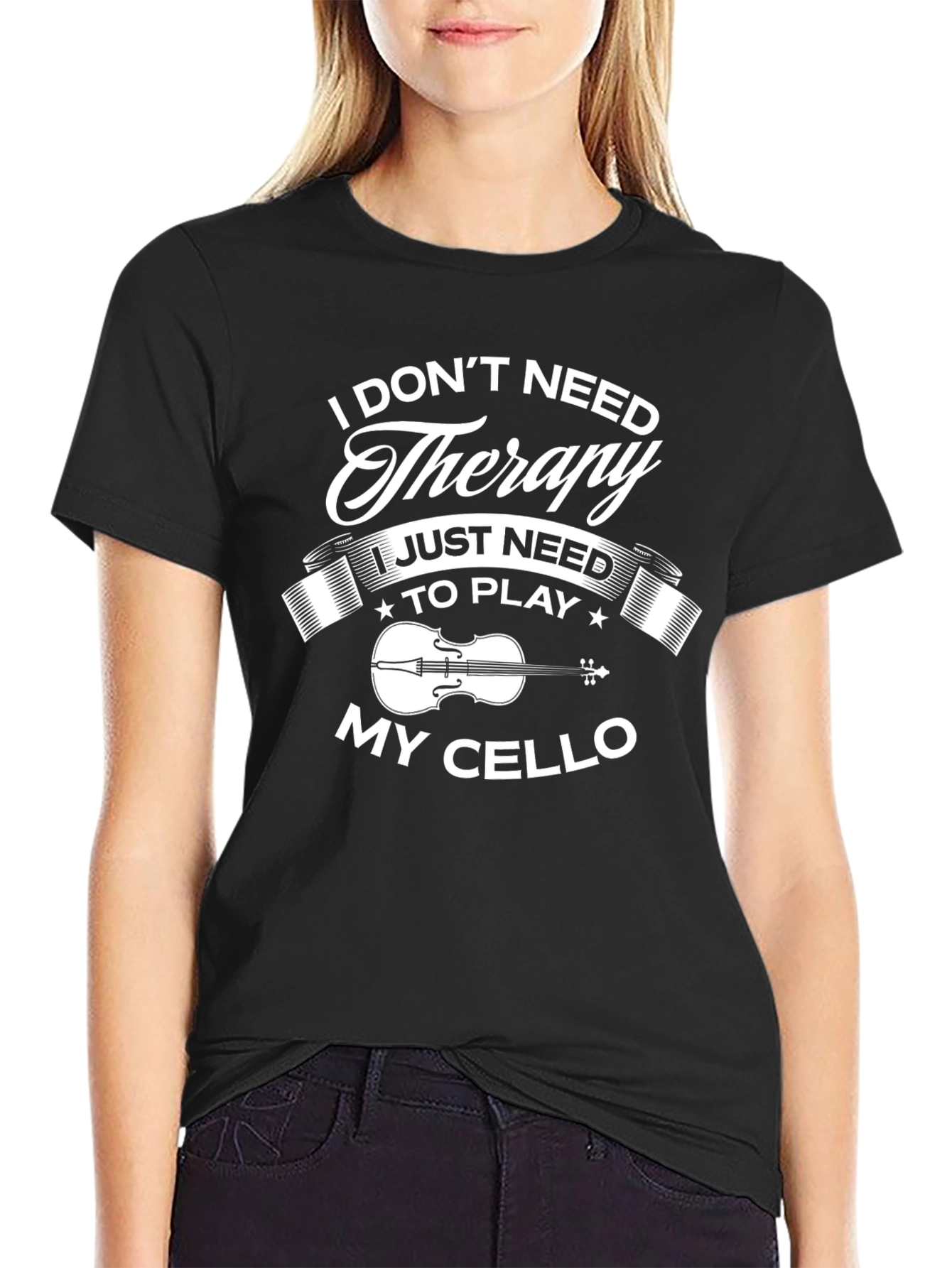 Cello Therapy T-Shirt - Musicians Black Tee