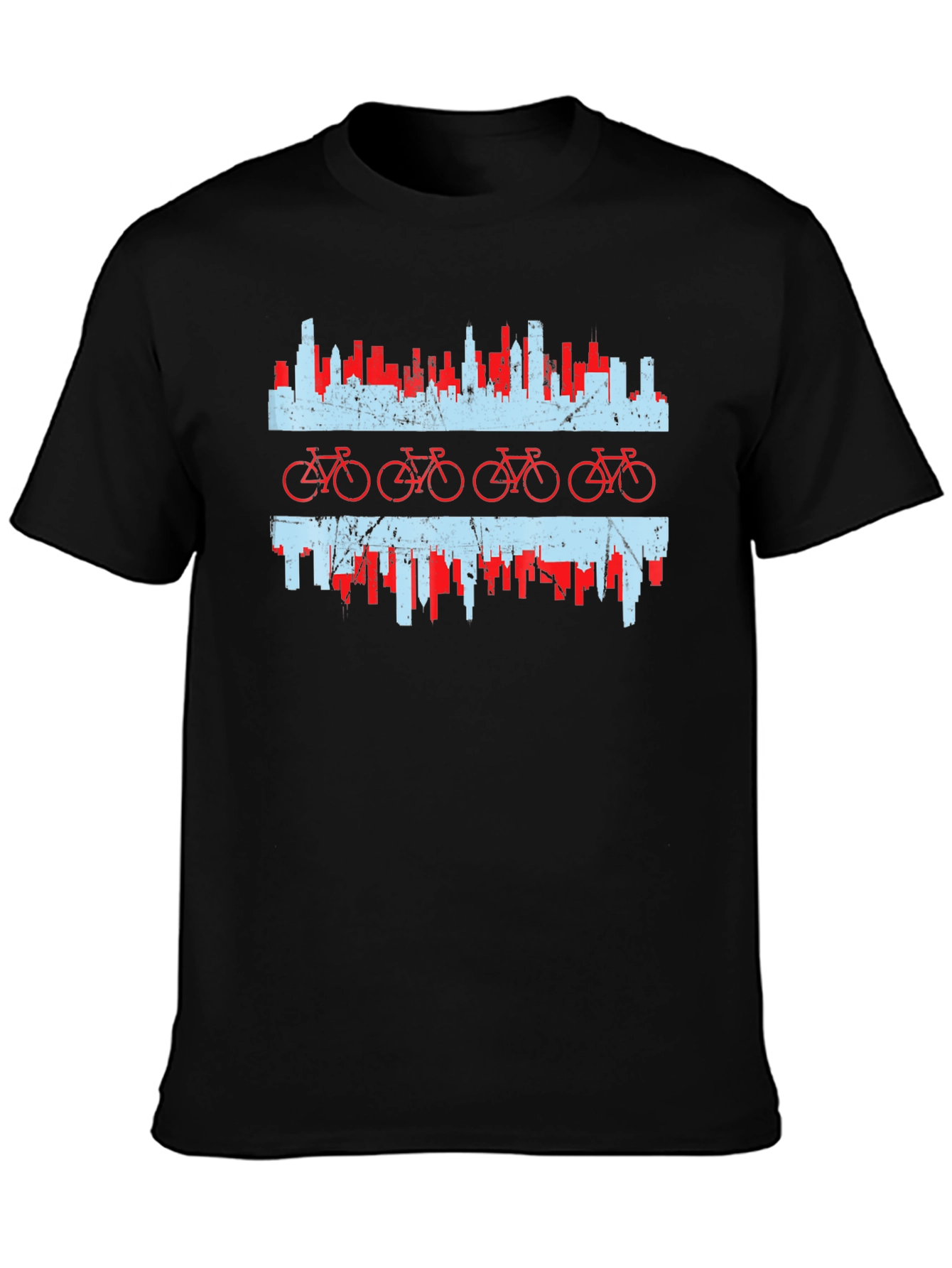 Chicago Flag Bicycle Graphic Tee - Black
