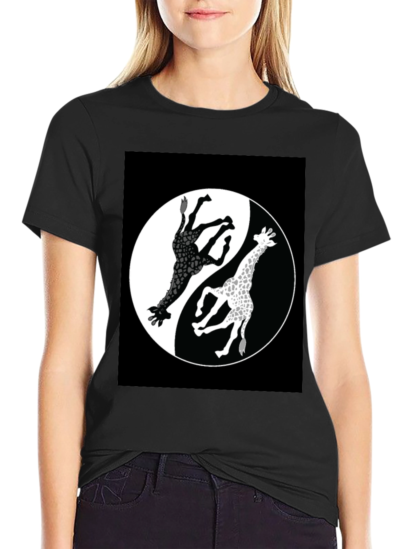 Yin Yang Giraffe T-Shirt - Unique Graphic Tee