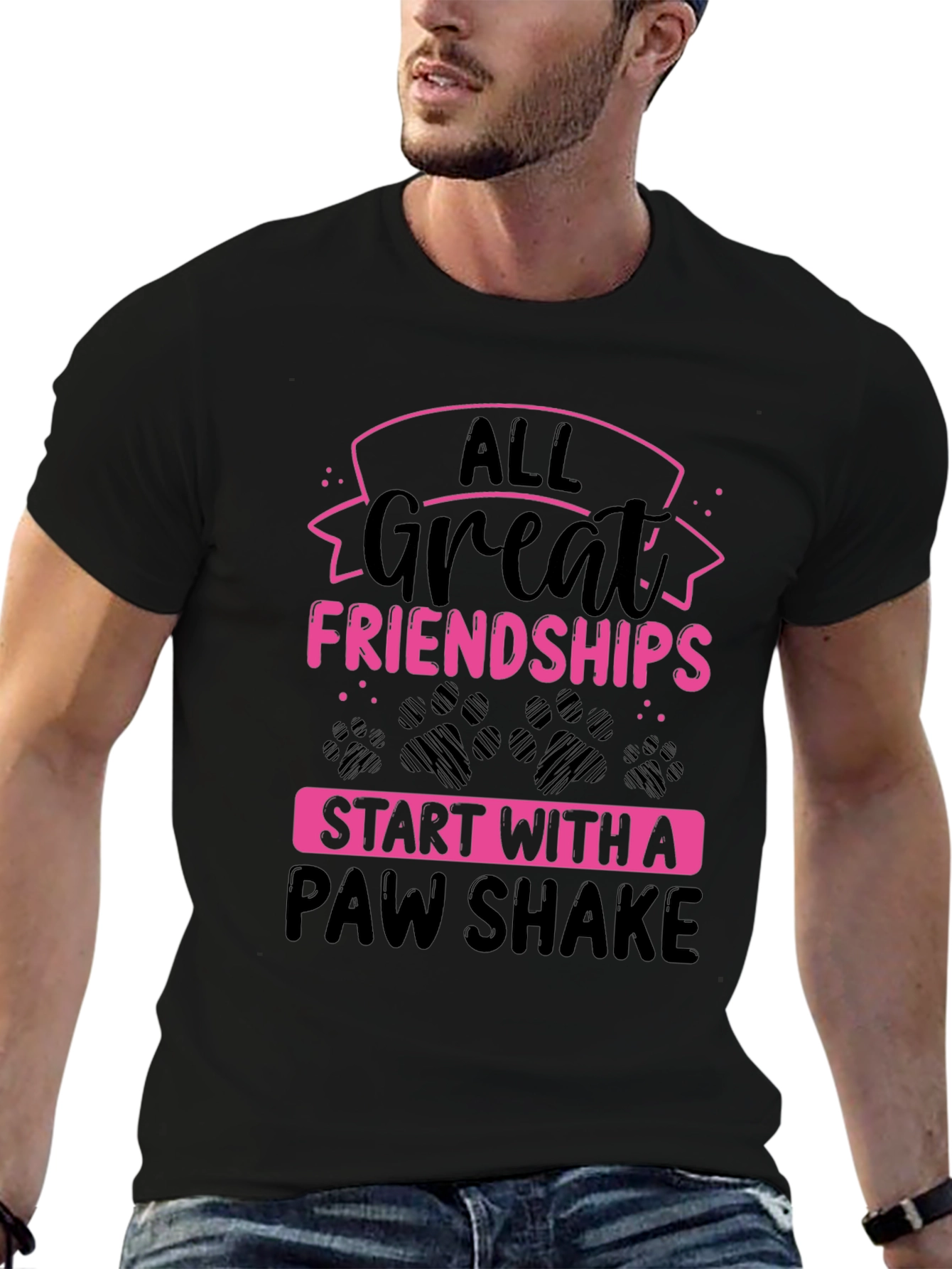 All Great Friendships Paw Shake T-Shirt