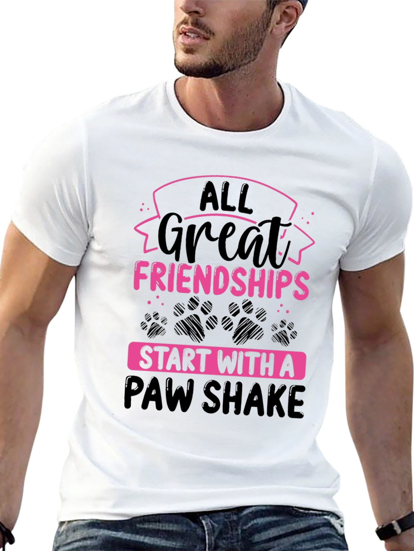 All Great Friendships Paw Shake T-Shirt