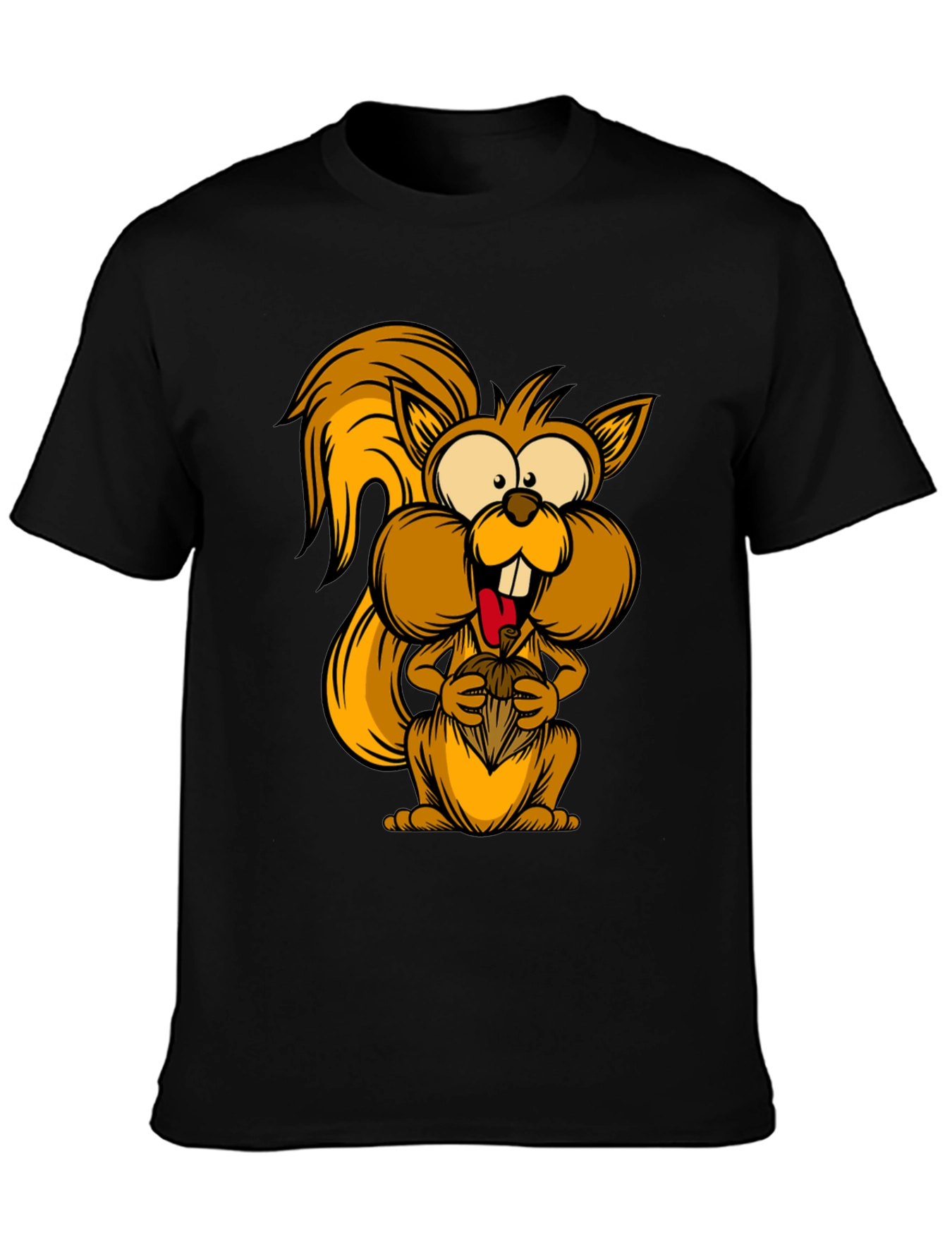 Funny Squirrel Graphic Tee - Black Cotton T-Shirt
