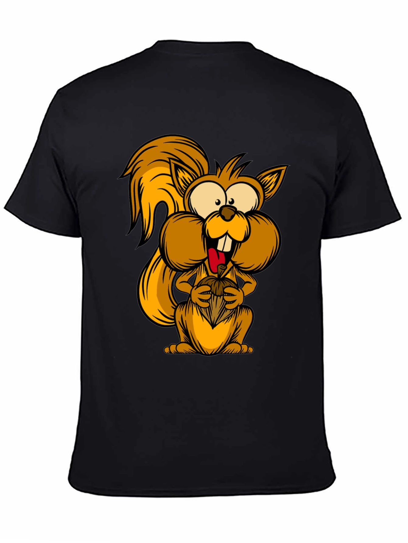 Funny Squirrel Graphic Tee - Black Cotton T-Shirt