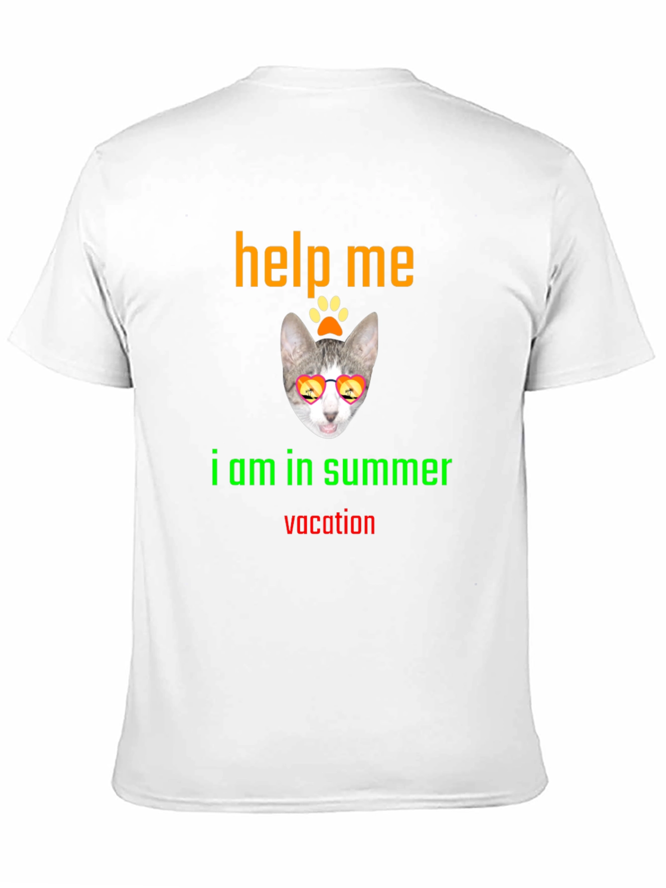 Help Me Summer Vacation Tee - Cat Sunglasses T-Shirt