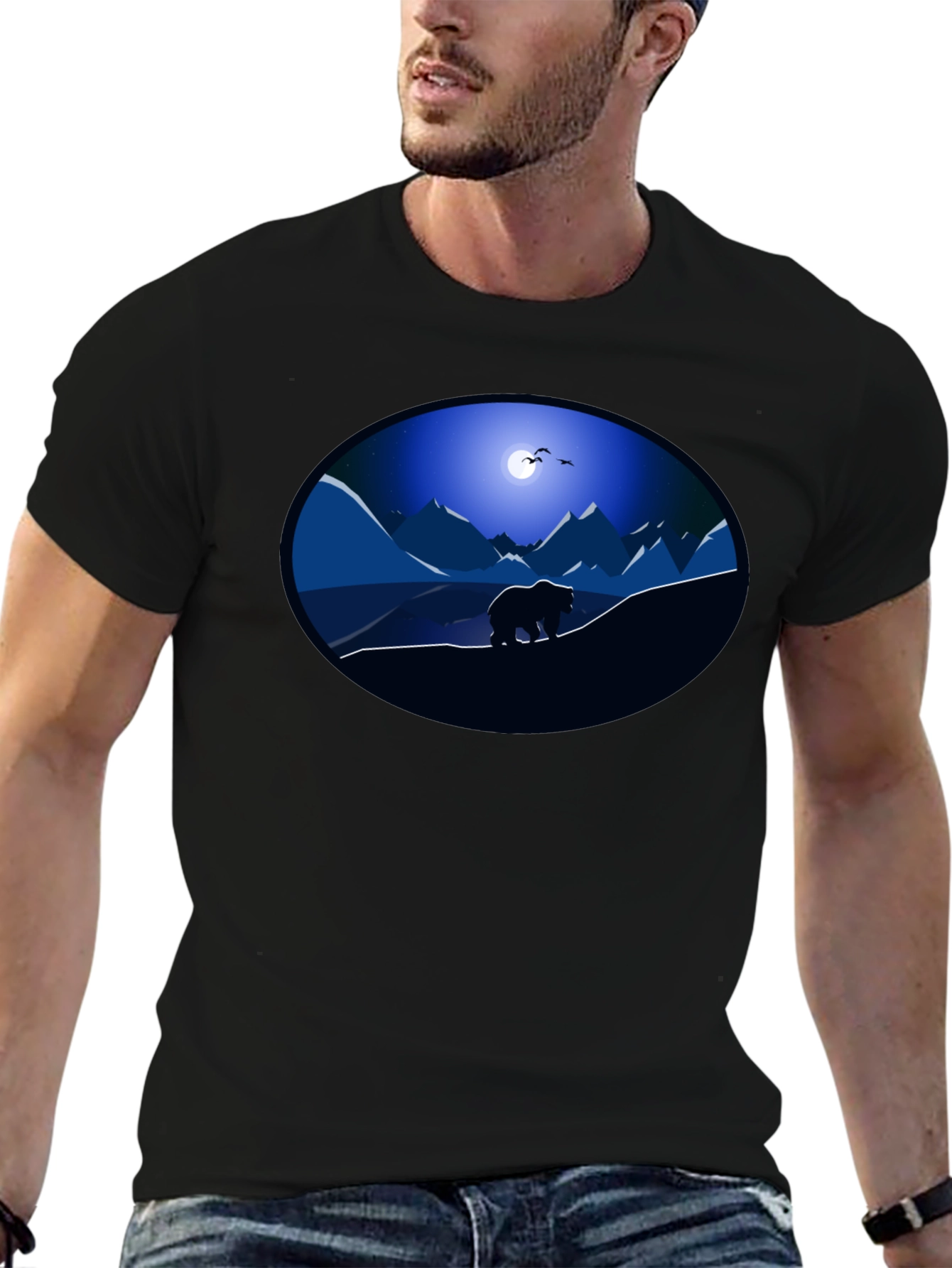 Bear Mountain Night Graphic Tee - Black
