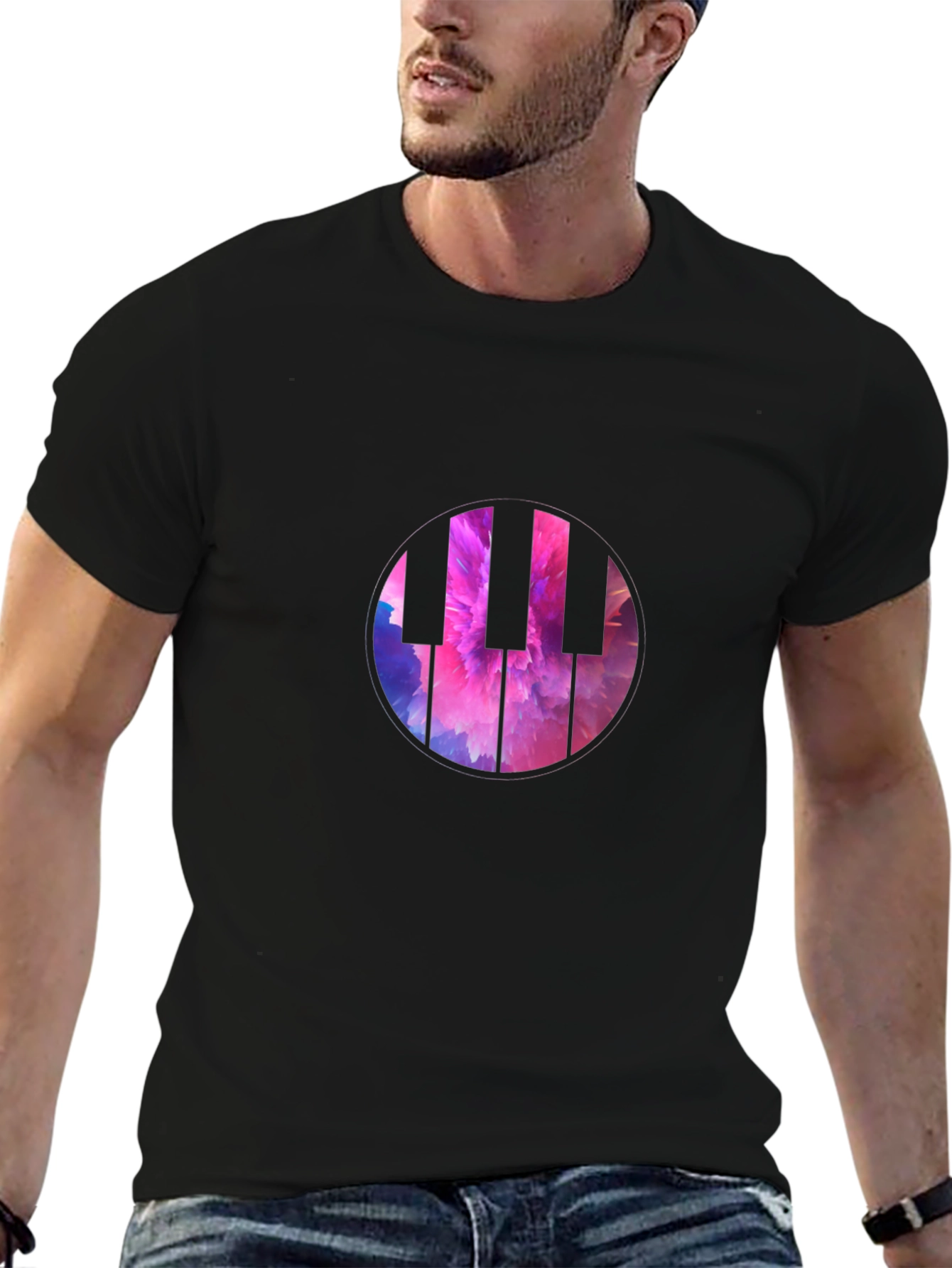 Piano Keys Graphic Tee - Abstract Music Shirt