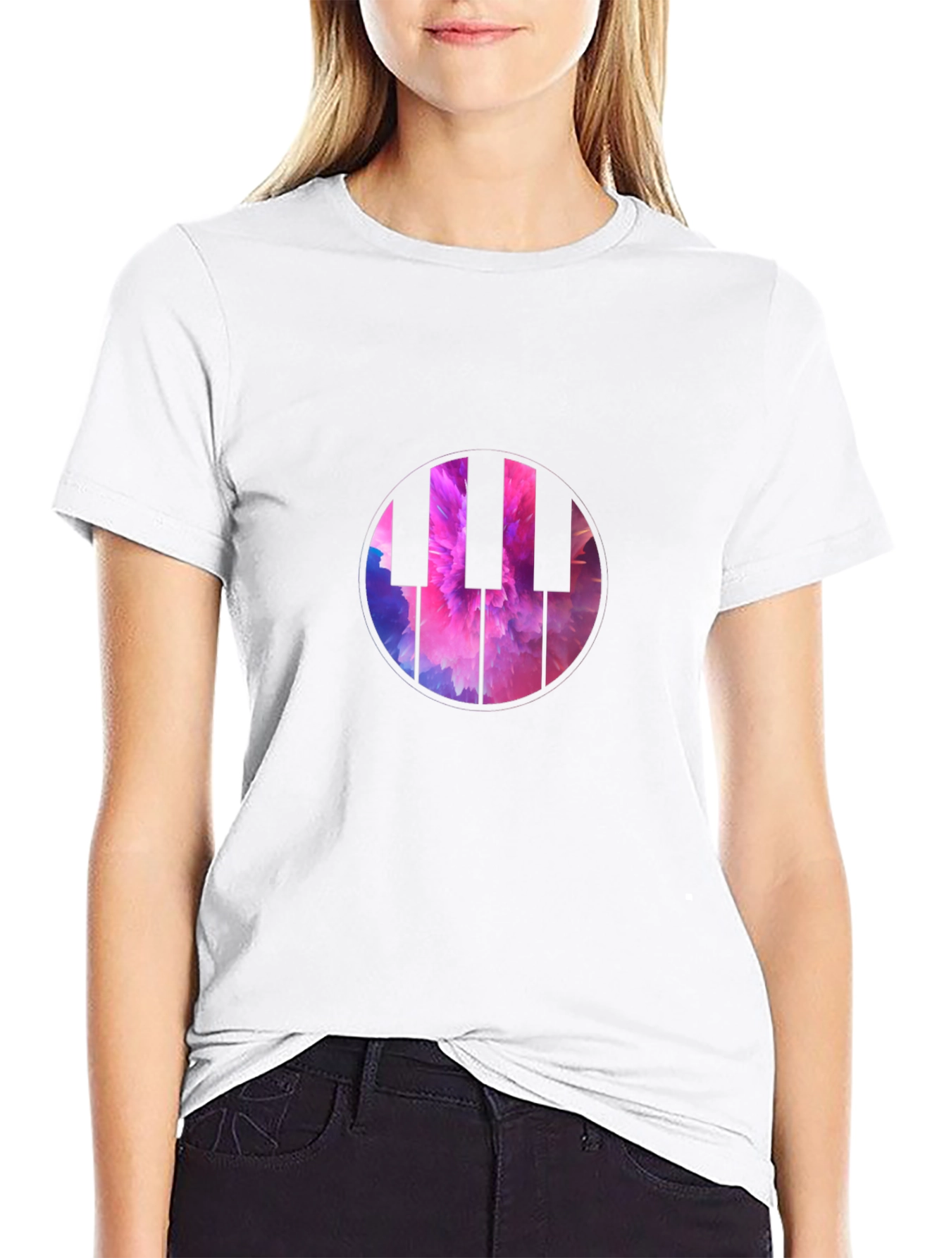 Piano Keys Graphic Tee - Abstract Music Shirt
