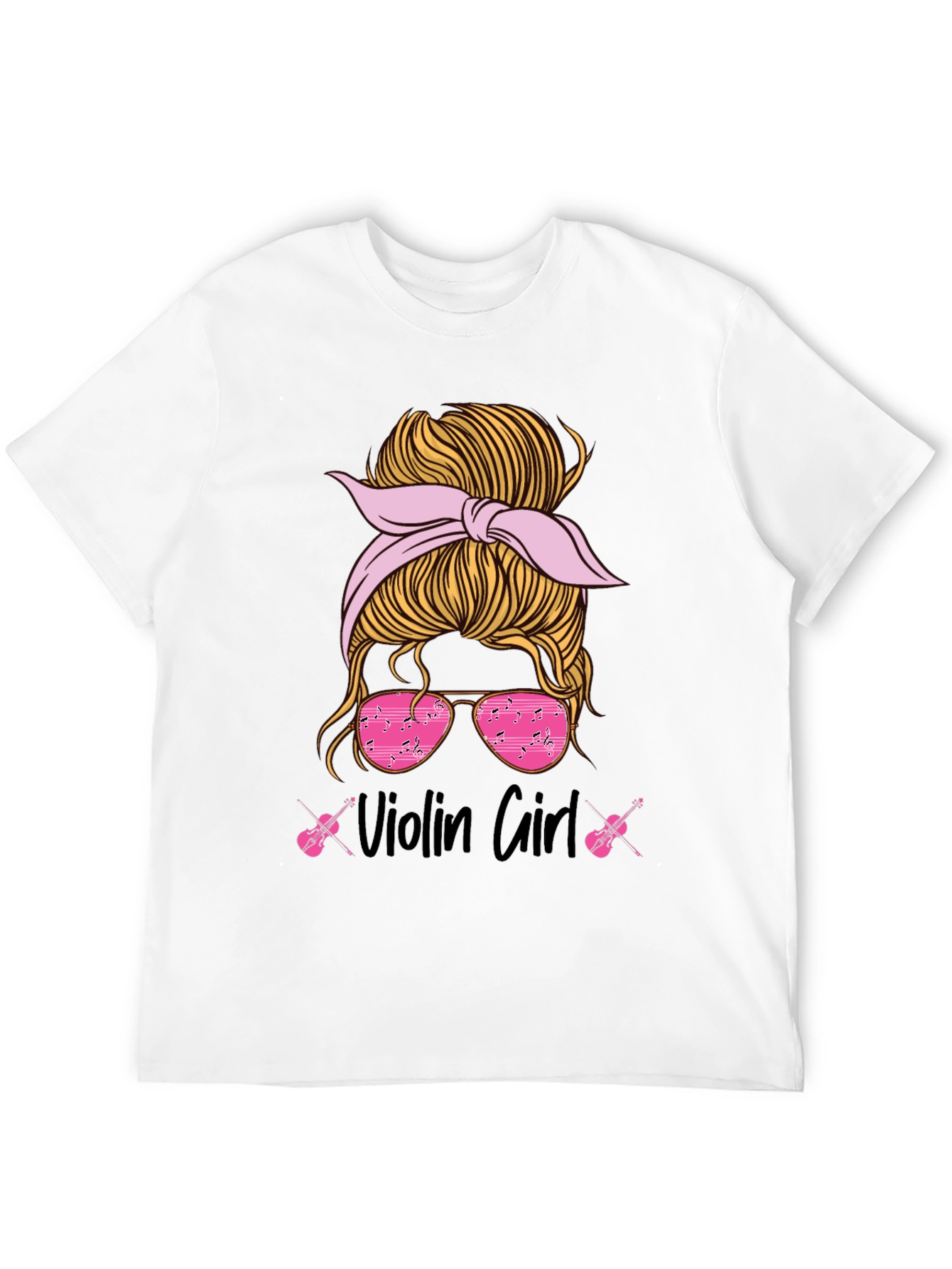 Violin Girl Messy Bun T-Shirt Music Lover Tee