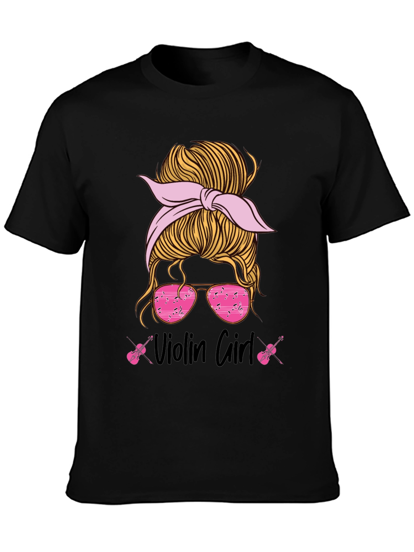 Violin Girl Messy Bun T-Shirt Music Lover Tee