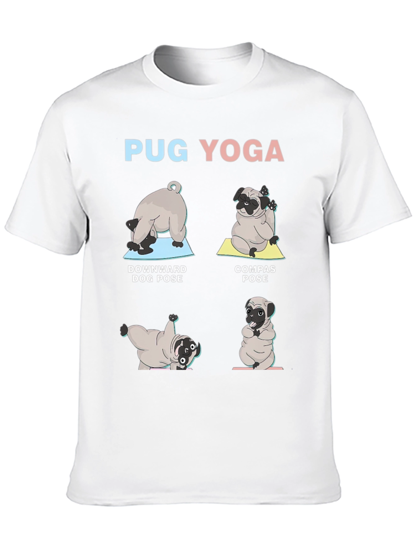 Pug Yoga T-Shirt - Downward Dog Compass Pose