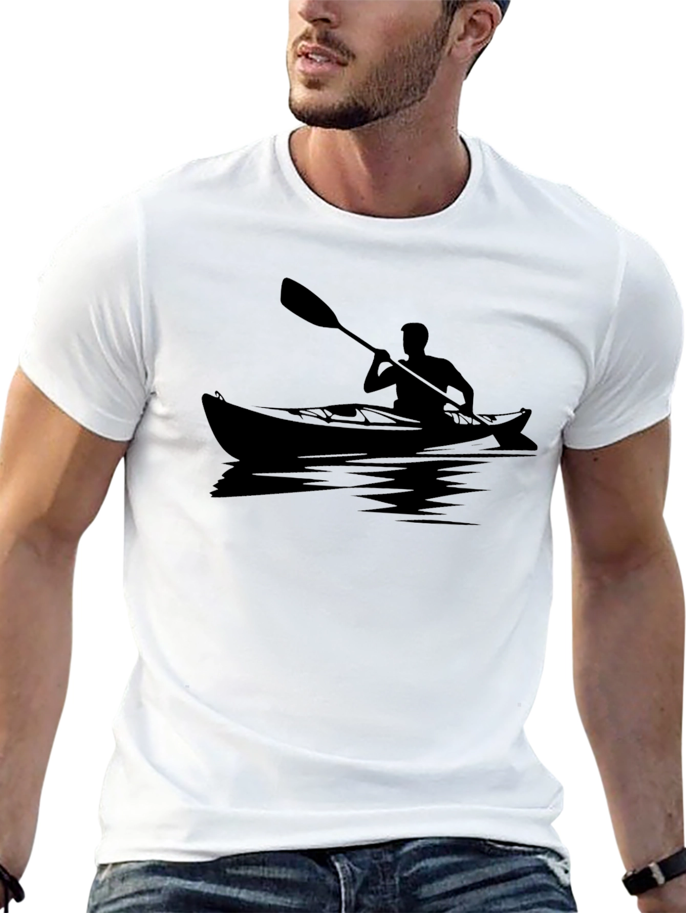 Kayaking Silhouette Graphic Tee - Black