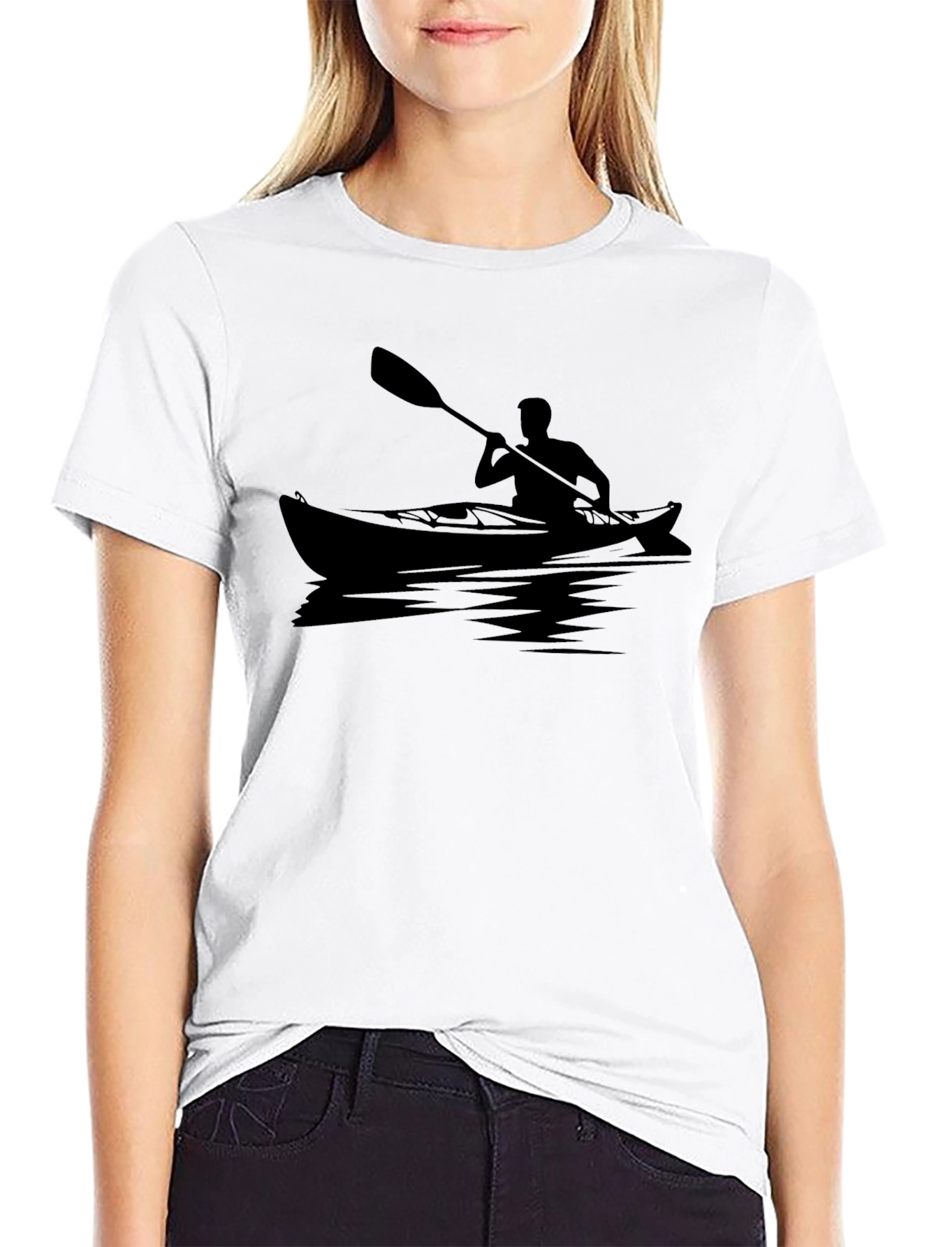 Kayaking Silhouette Graphic Tee - Black