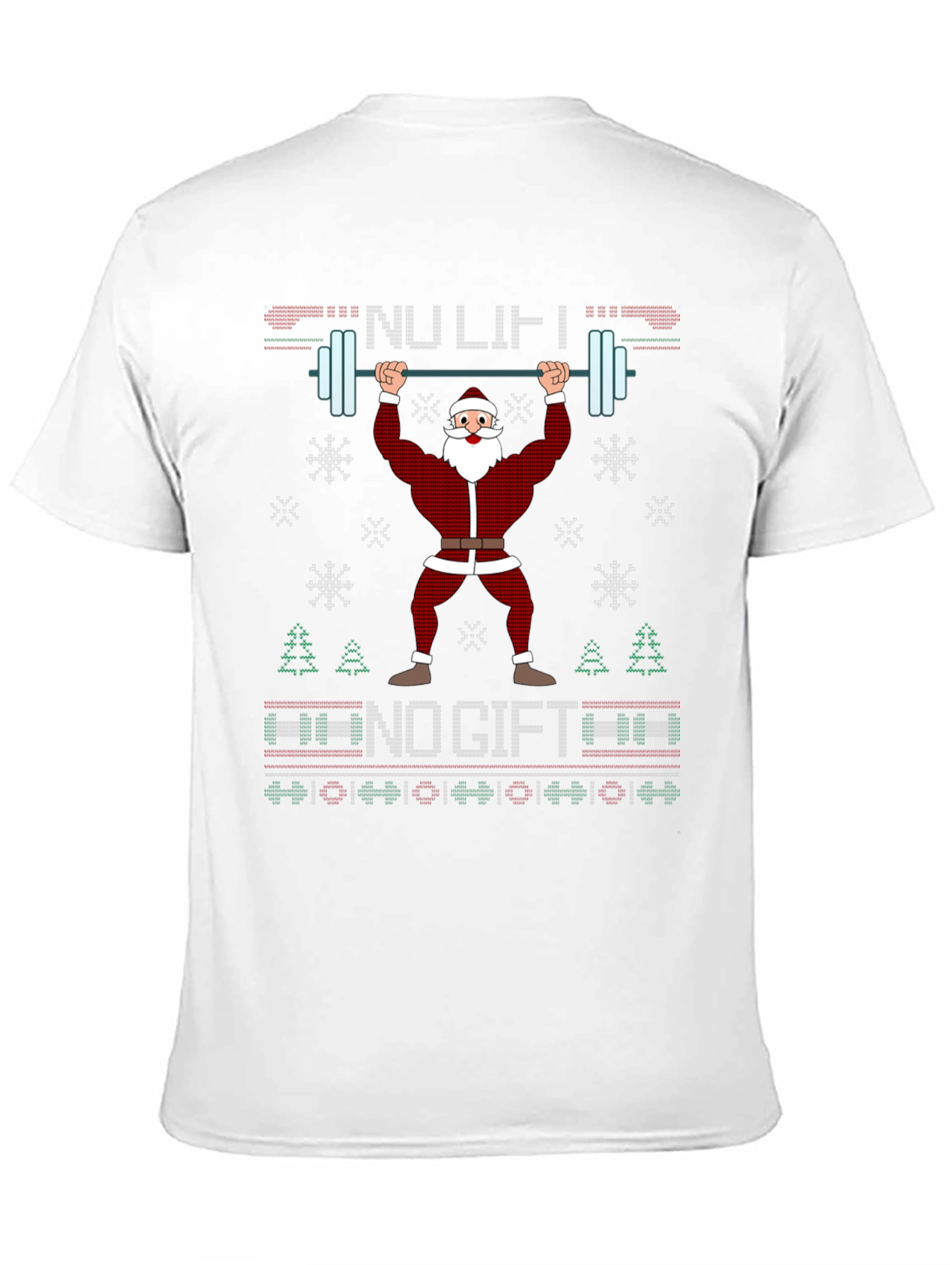 Funny Santa Weightlifting Ugly Christmas Sweater T-Shirt