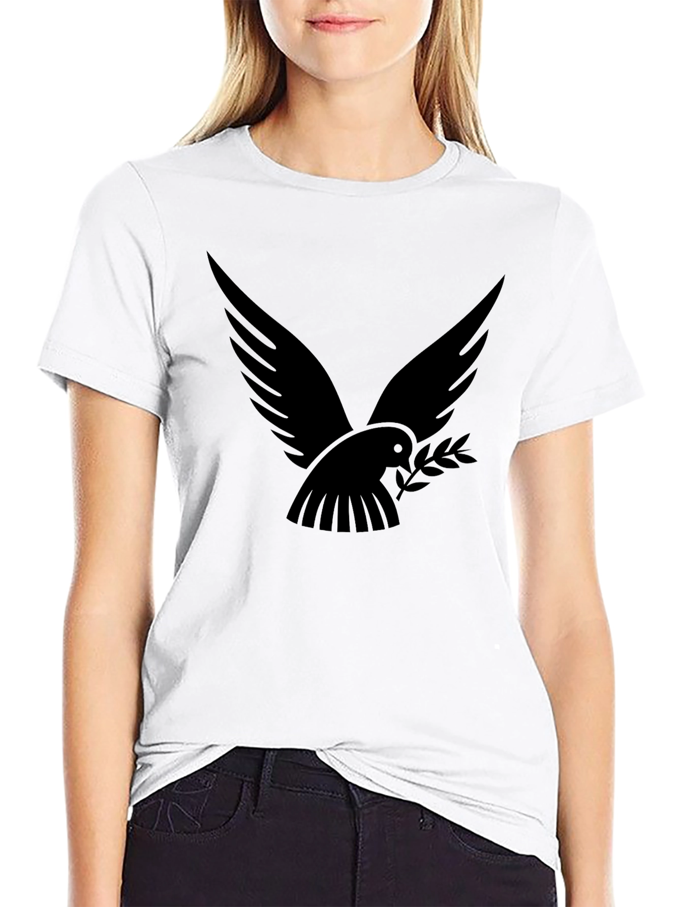 Dove Peace T-Shirt - Soft Black Cotton Graphic Tee