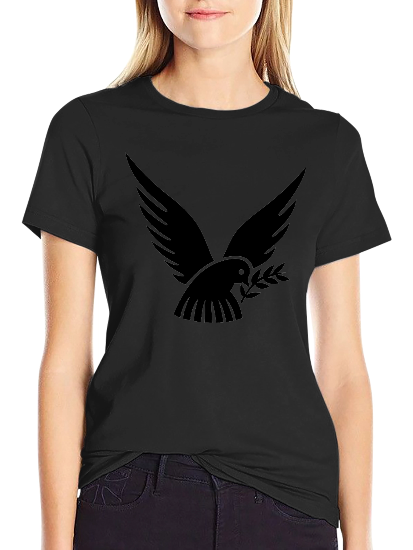 Dove Peace T-Shirt - Soft Black Cotton Graphic Tee
