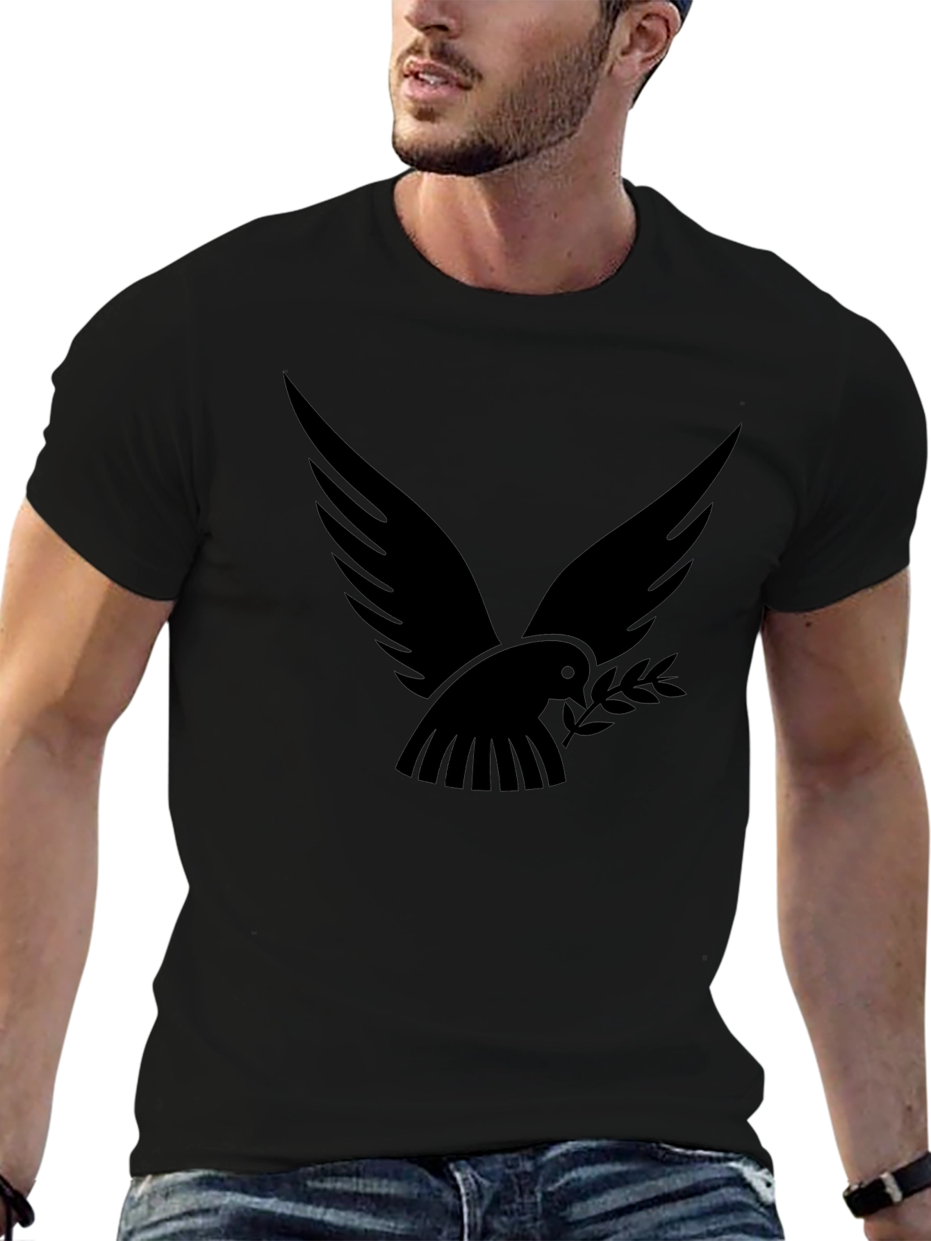 Dove Peace T-Shirt - Soft Black Cotton Graphic Tee