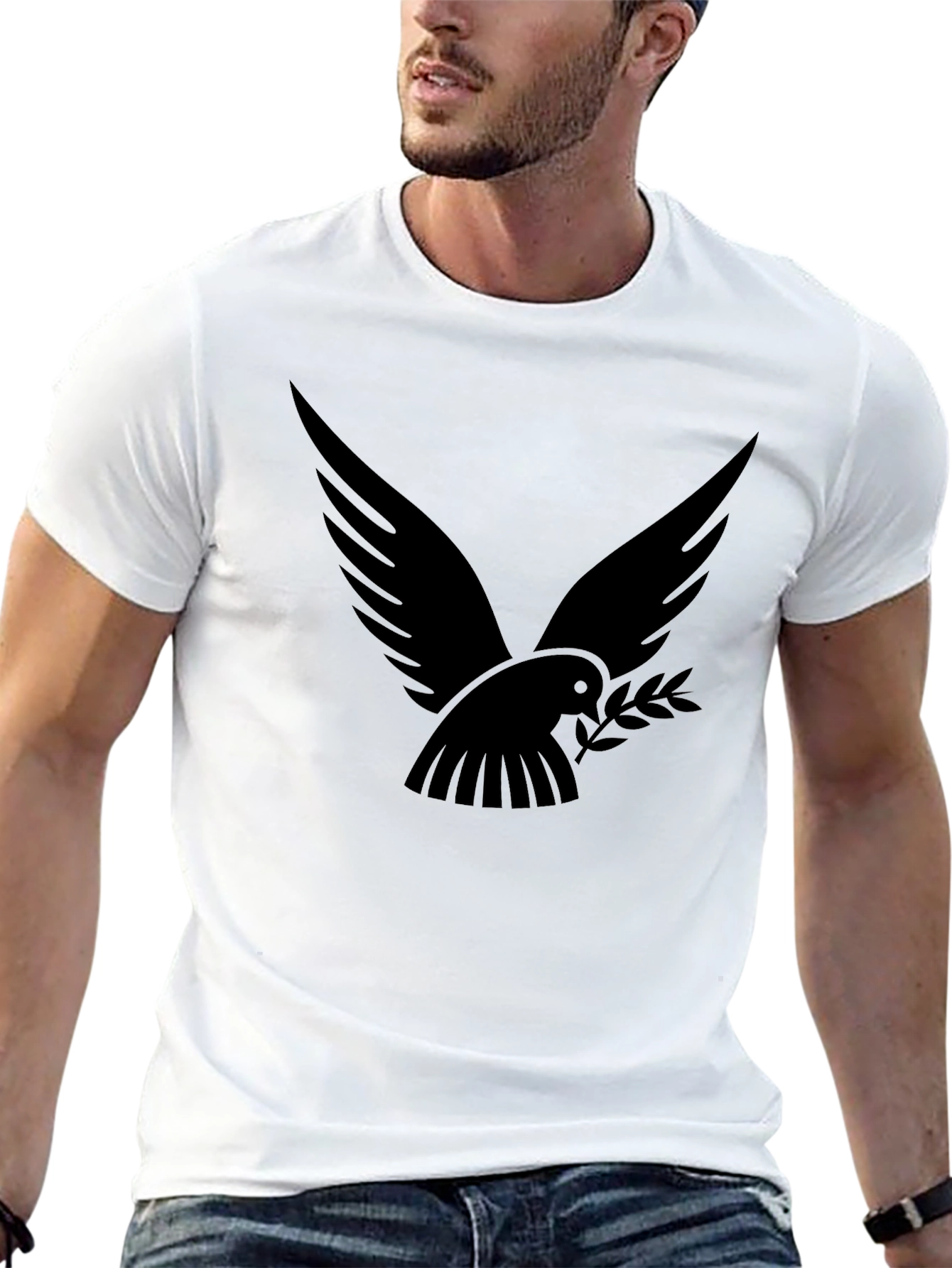Dove Peace T-Shirt - Soft Black Cotton Graphic Tee