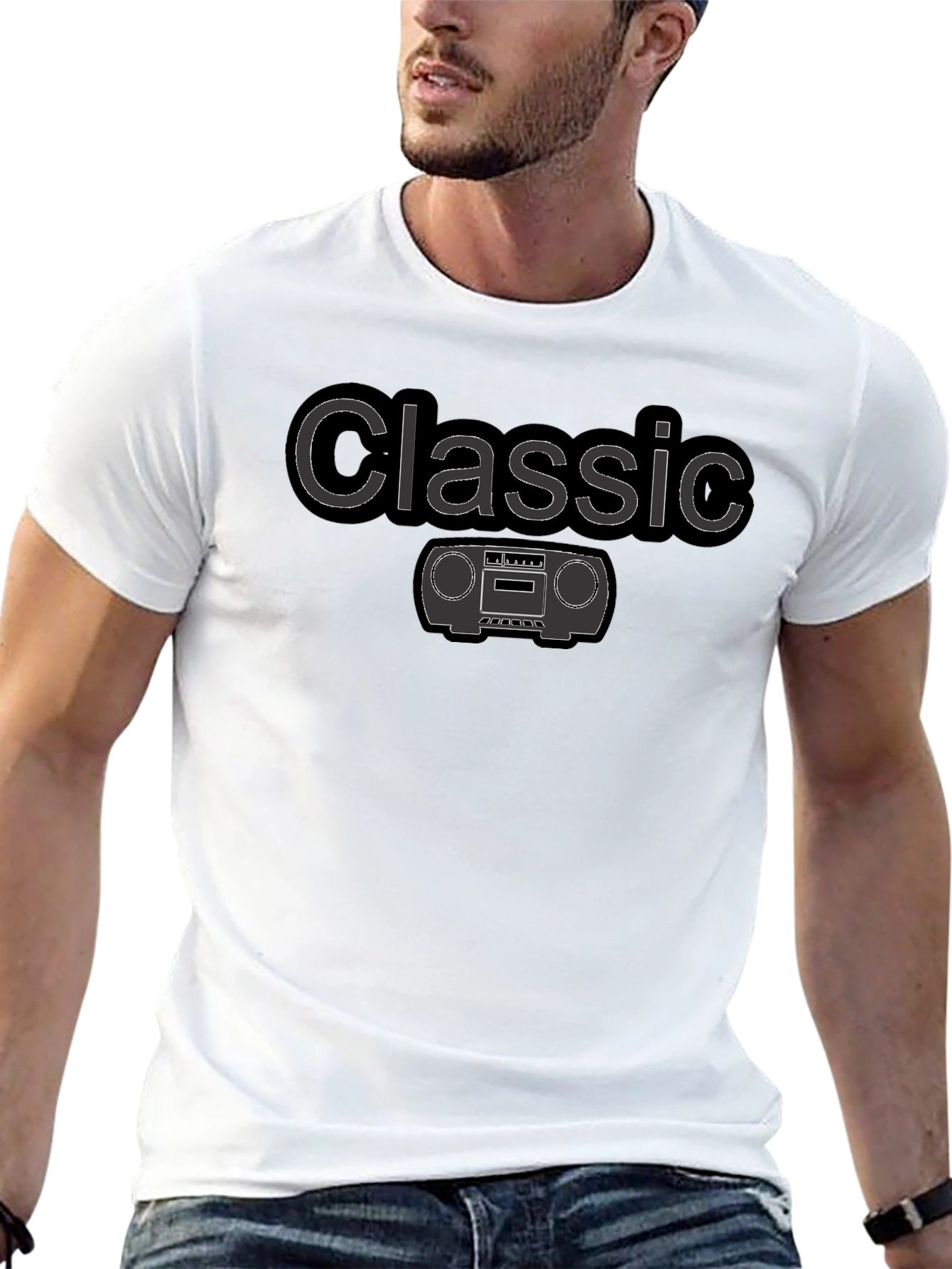 Classic Boombox Graphic Tee - Retro Style T-Shirt