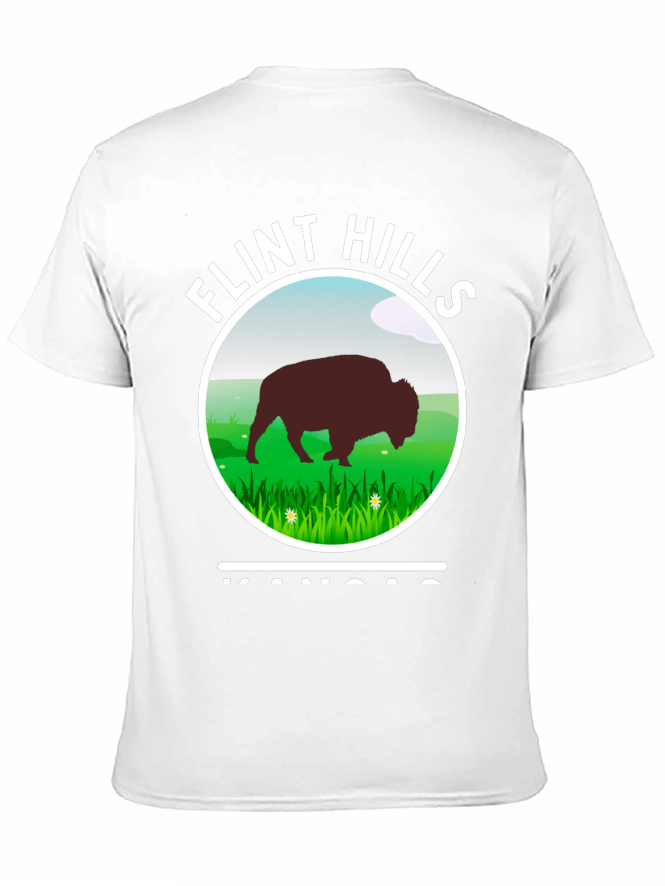 Flint Hills Kansas Graphic T-Shirt - Bison Design