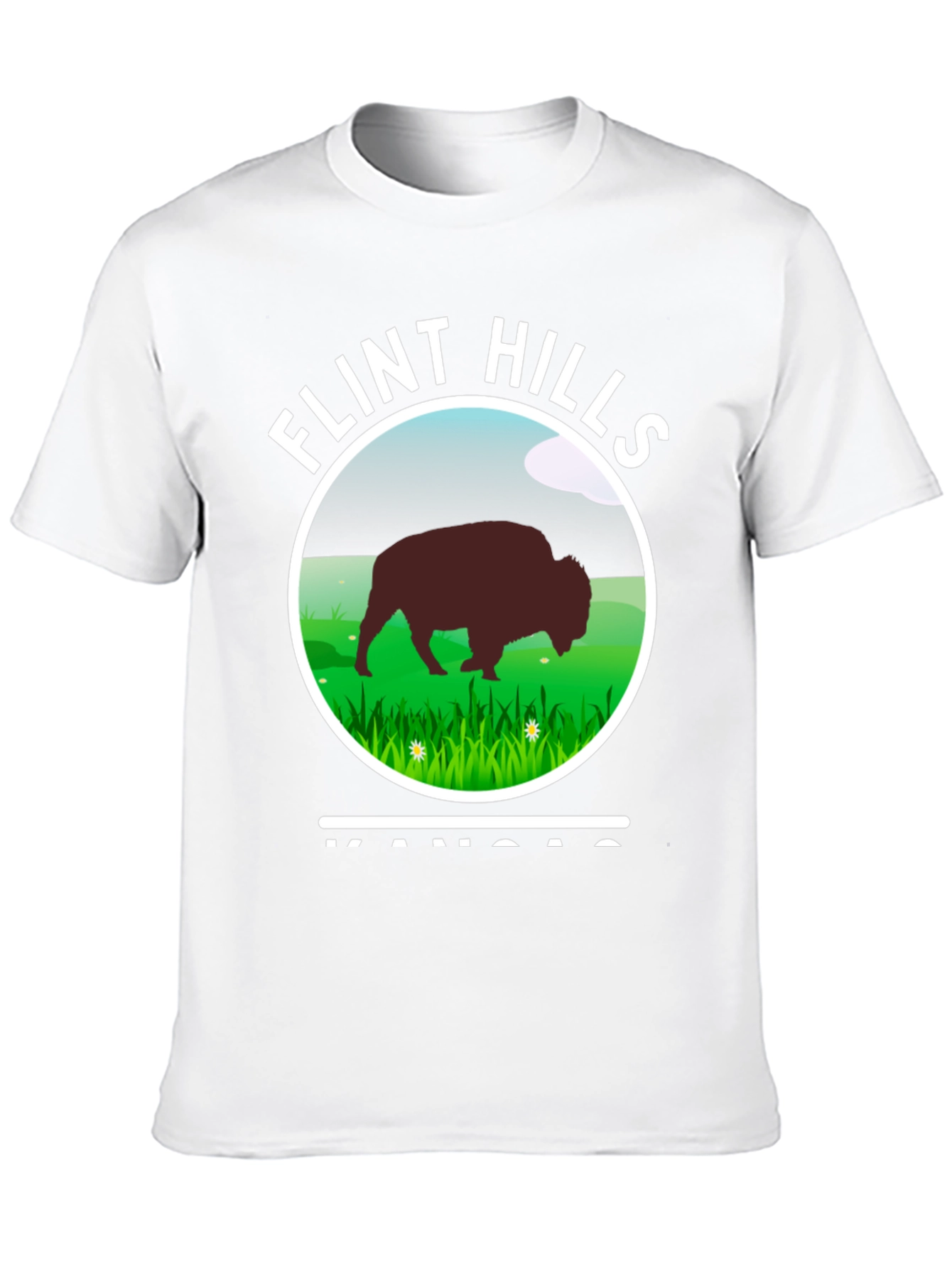 Flint Hills Kansas Graphic T-Shirt - Bison Design