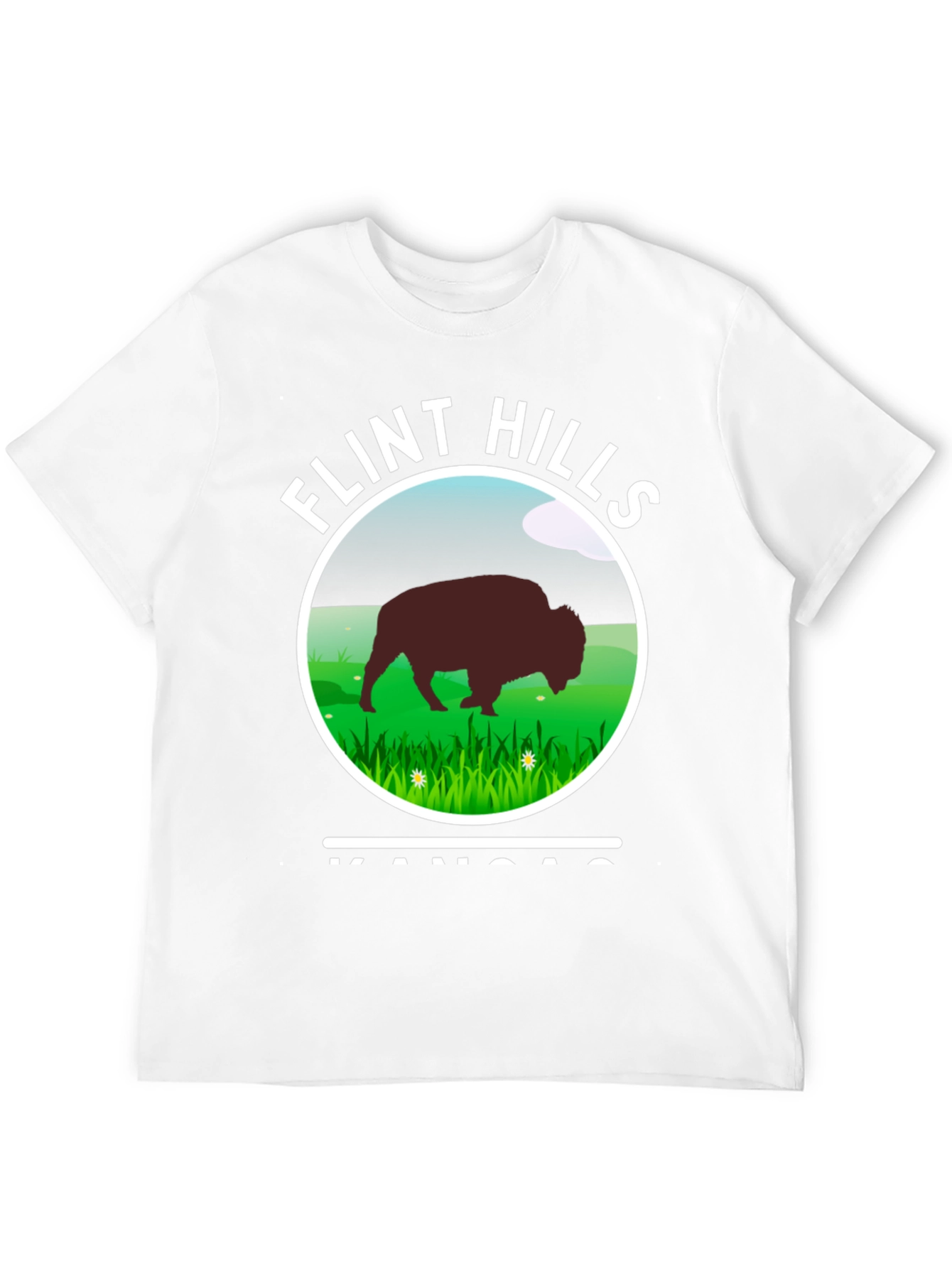 Flint Hills Kansas Graphic T-Shirt - Bison Design