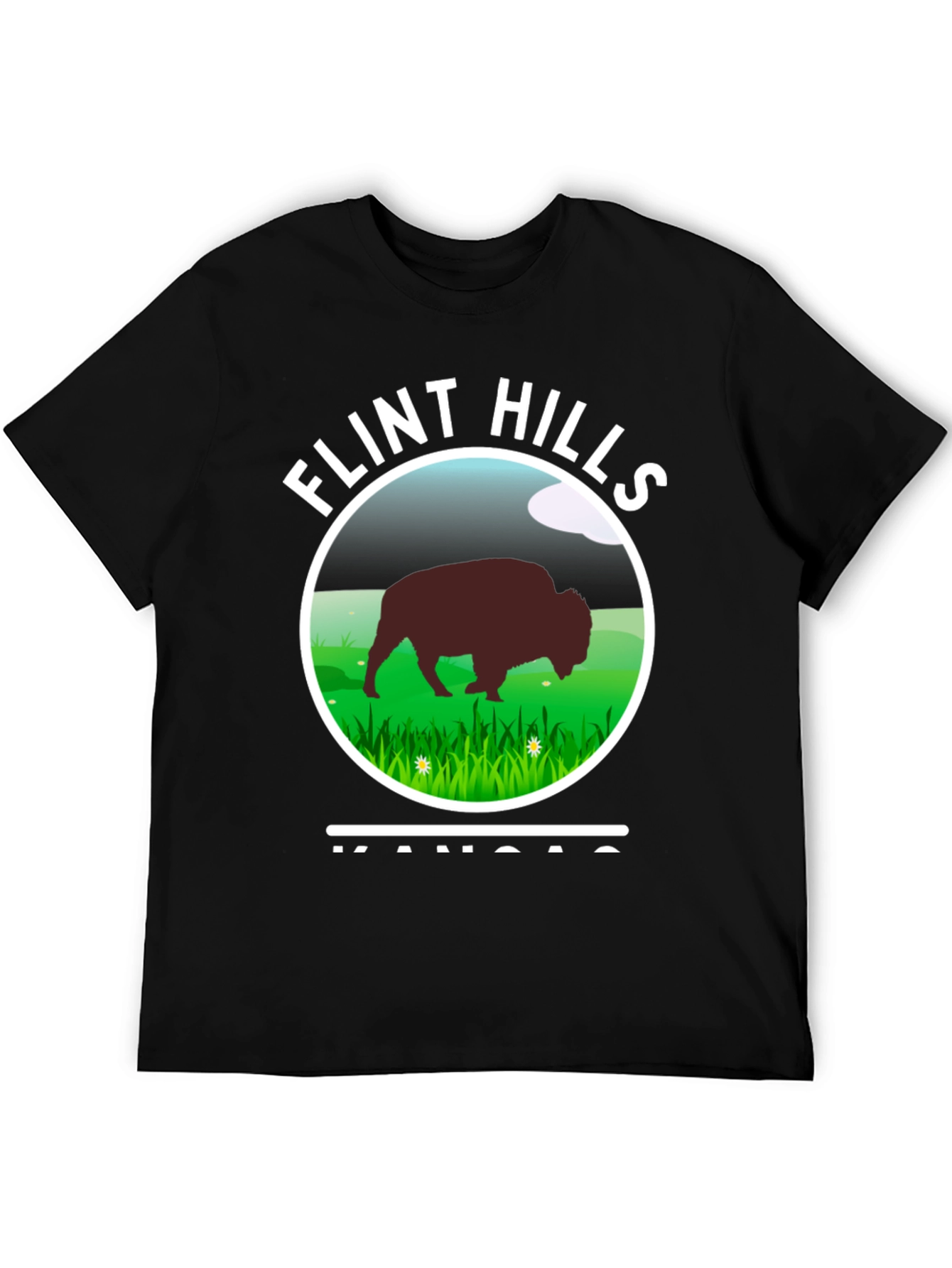 Flint Hills Kansas Graphic T-Shirt - Bison Design