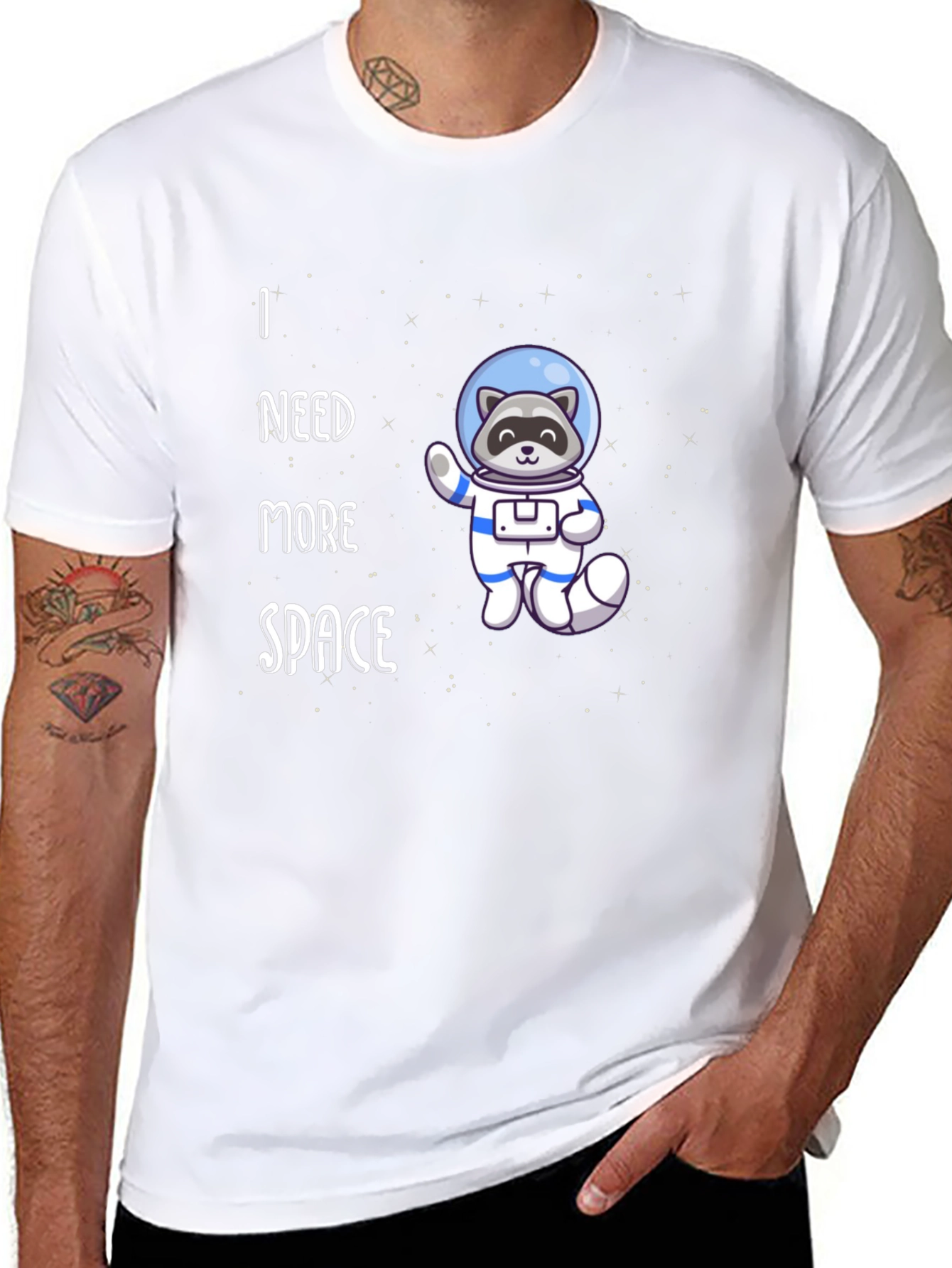I Need More Space T-Shirt - Raccoon Astronaut