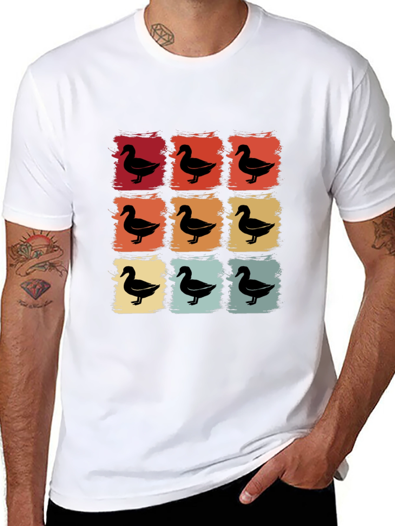 Retro Duck Square T-Shirt - Unique Design