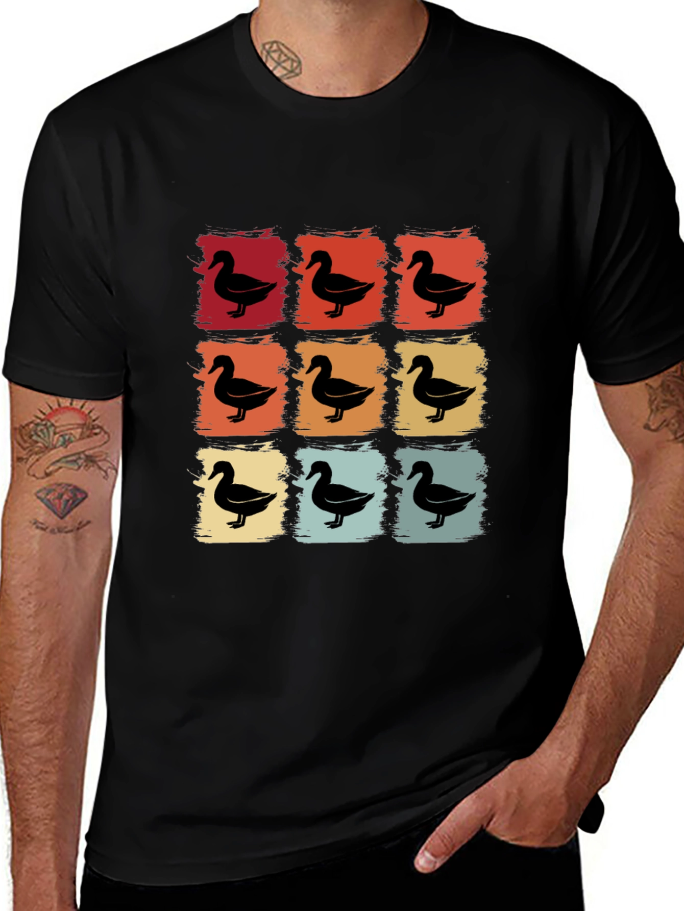 Retro Duck Square T-Shirt - Unique Design