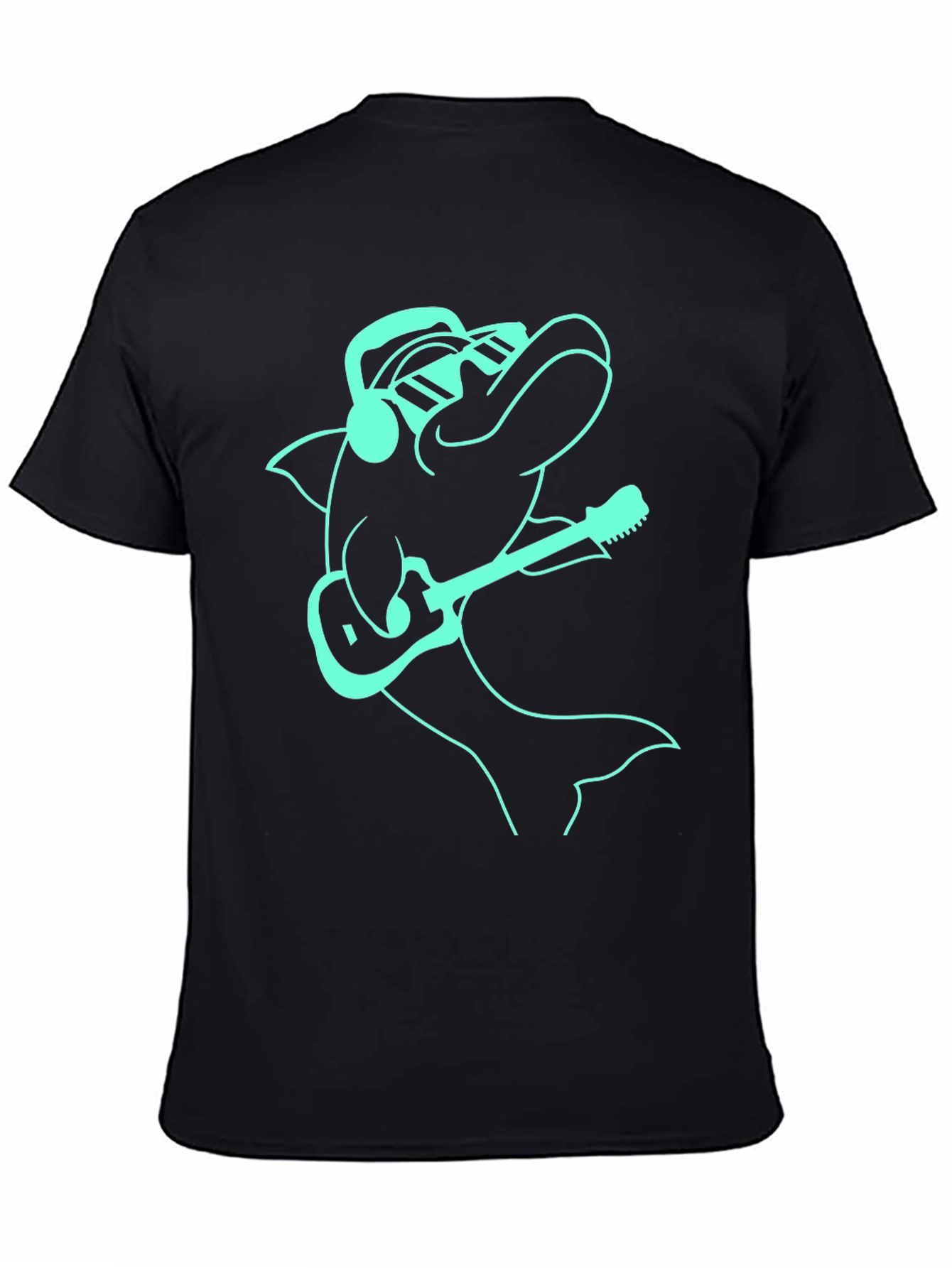 Cool Dolphin Guitarist Graphic Tee - Black