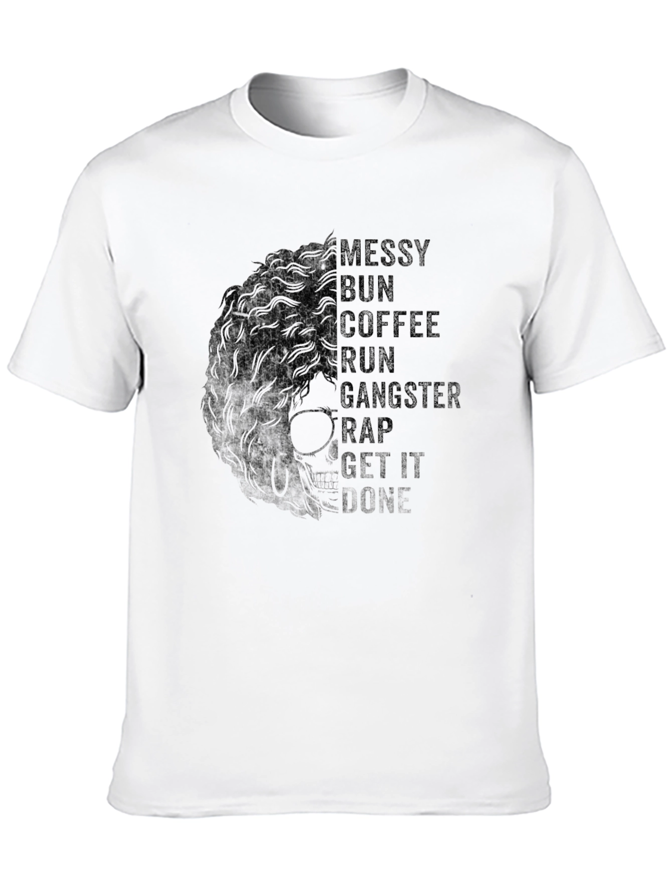 Messy Bun Coffee Run T-Shirt - Black Graphic Tee