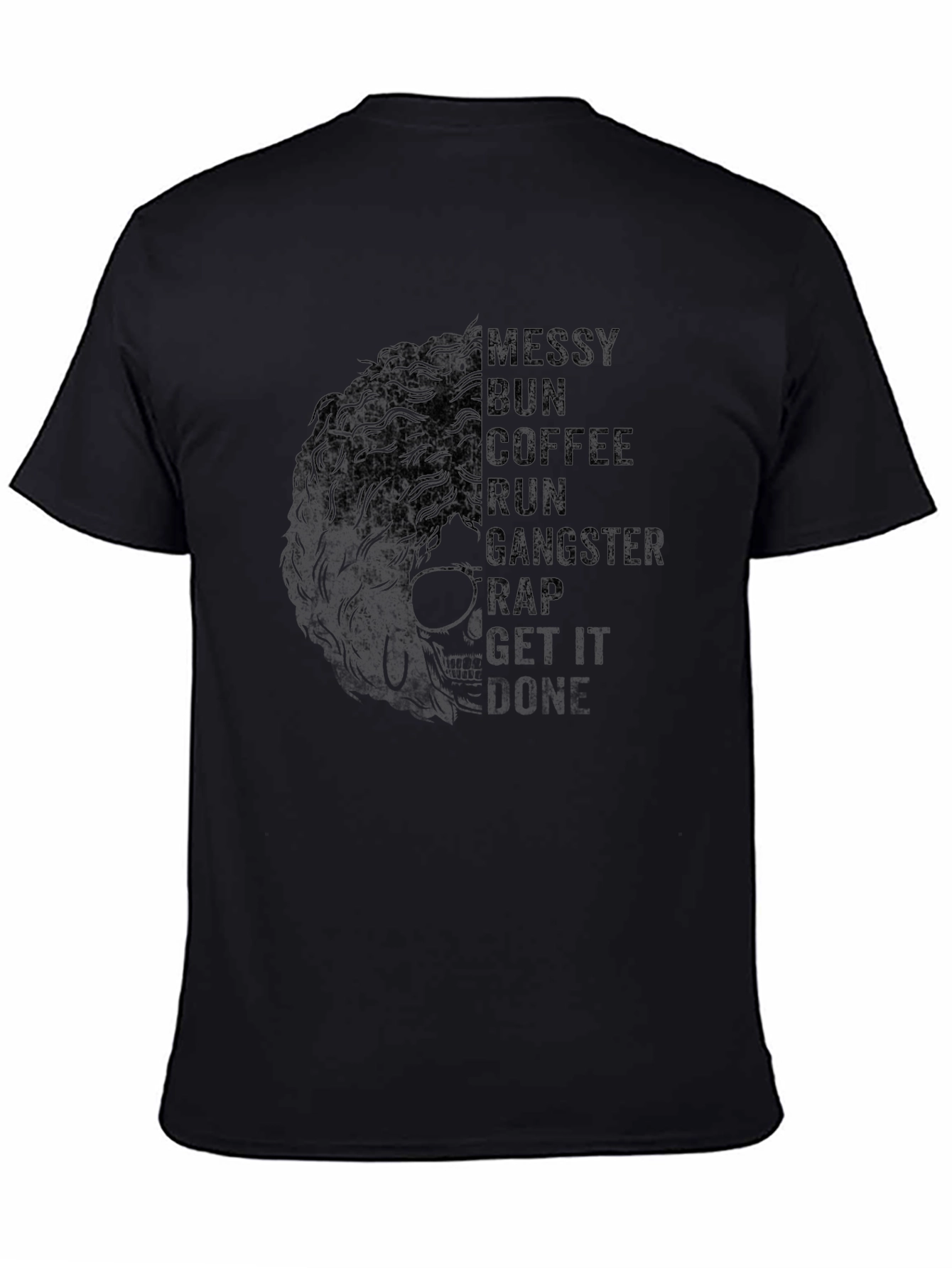 Messy Bun Coffee Run T-Shirt - Black Graphic Tee