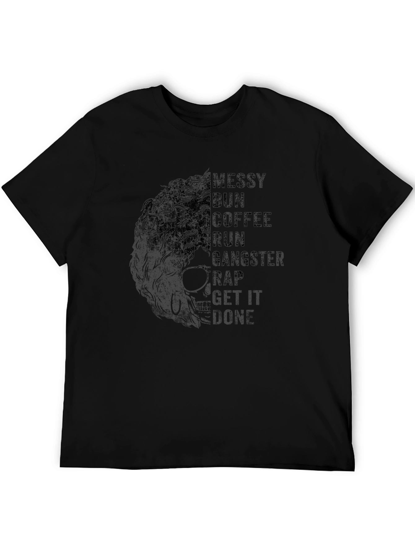 Messy Bun Coffee Run T-Shirt - Black Graphic Tee