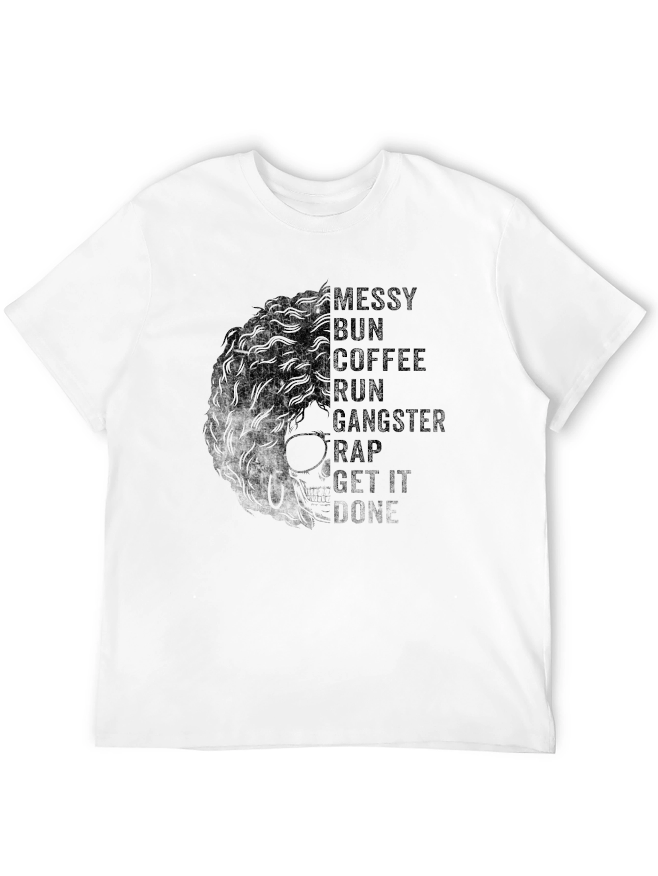 Messy Bun Coffee Run T-Shirt - Black Graphic Tee