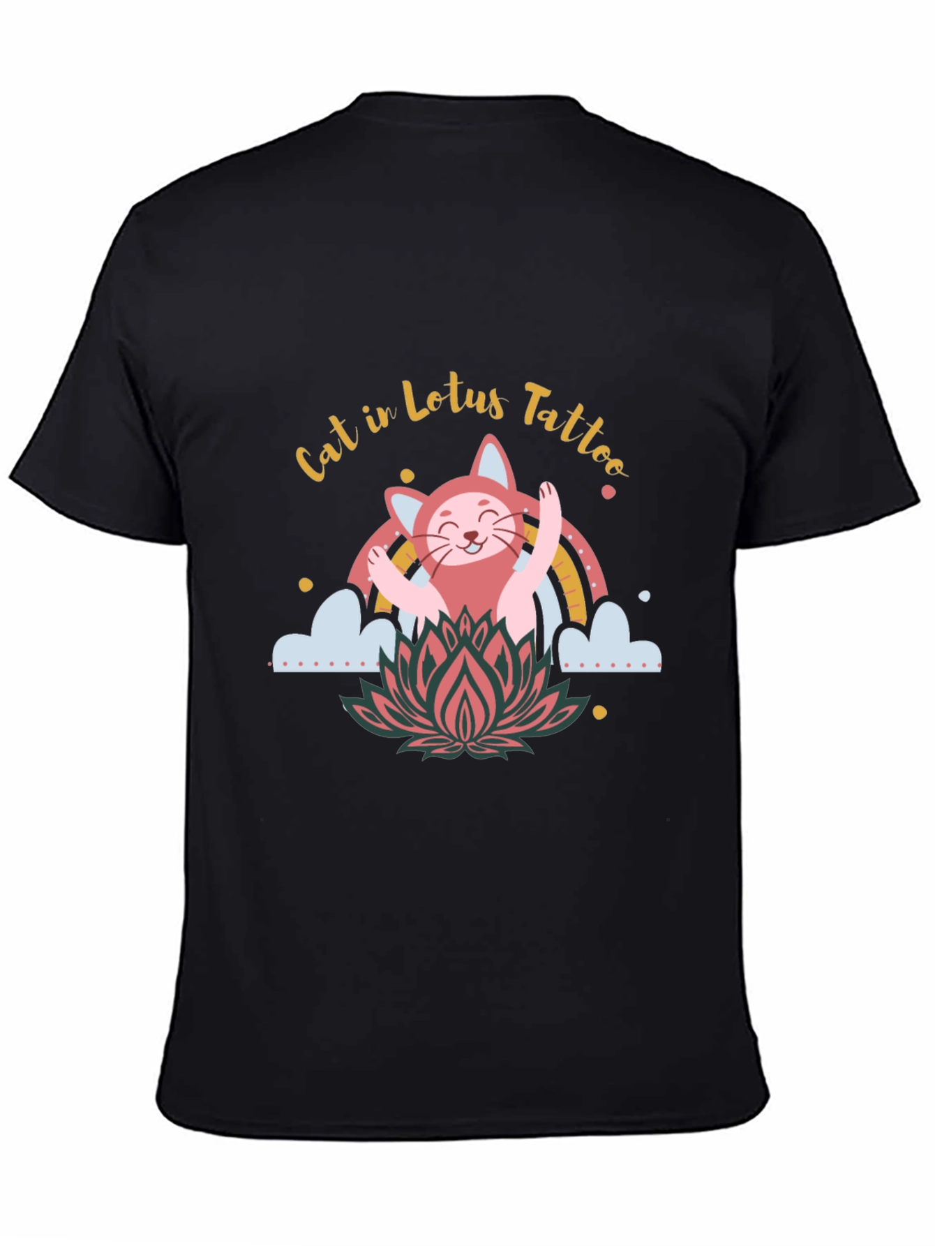 Cat in Lotus Tattoo Graphic Tee