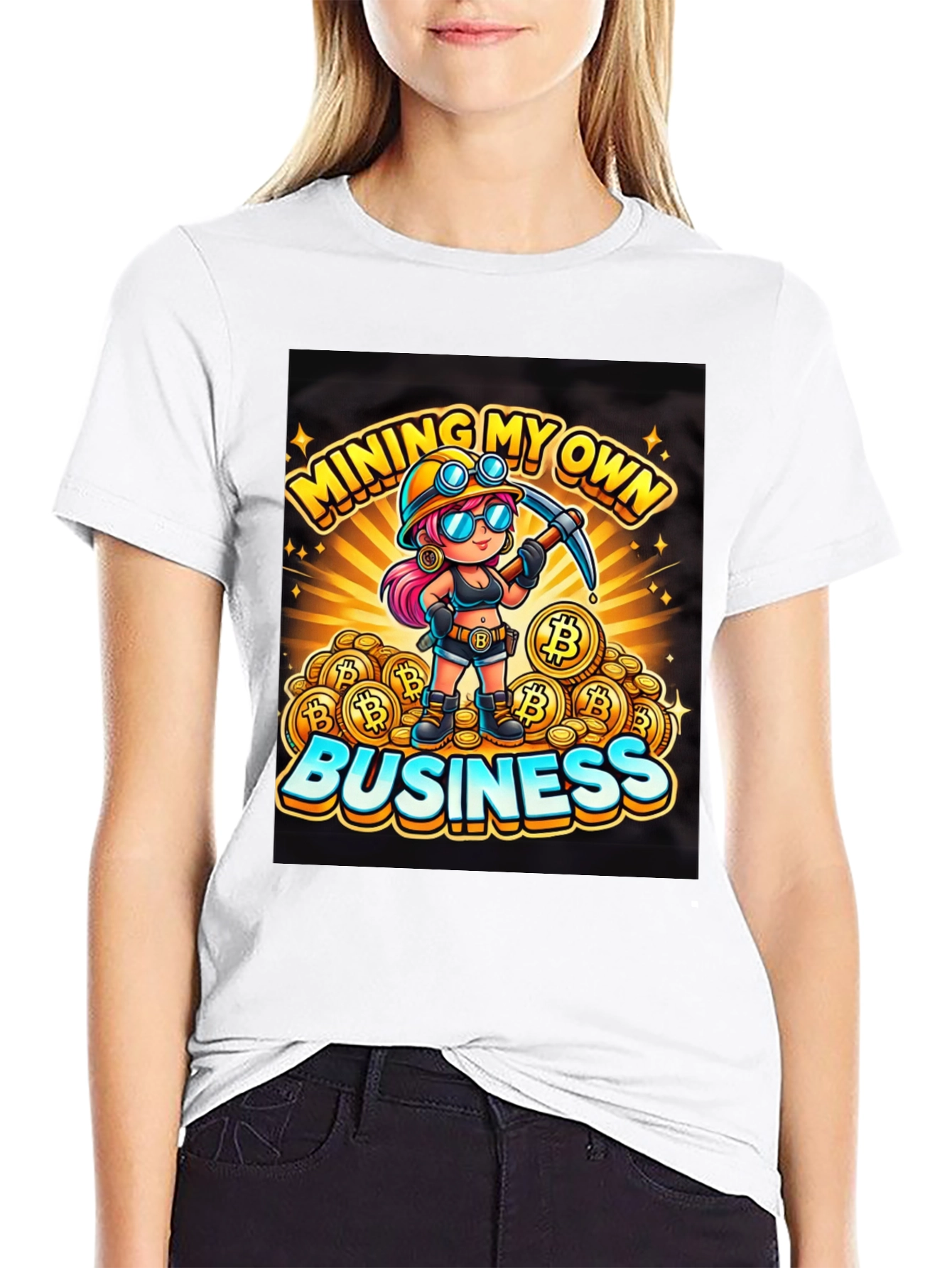 Mining My Own Business Bitcoin Cartoon T-Shirt