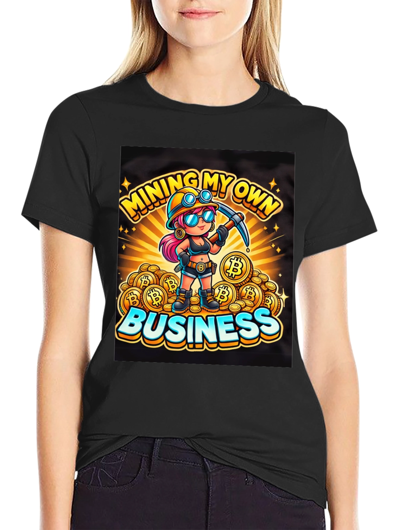 Mining My Own Business Bitcoin Cartoon T-Shirt