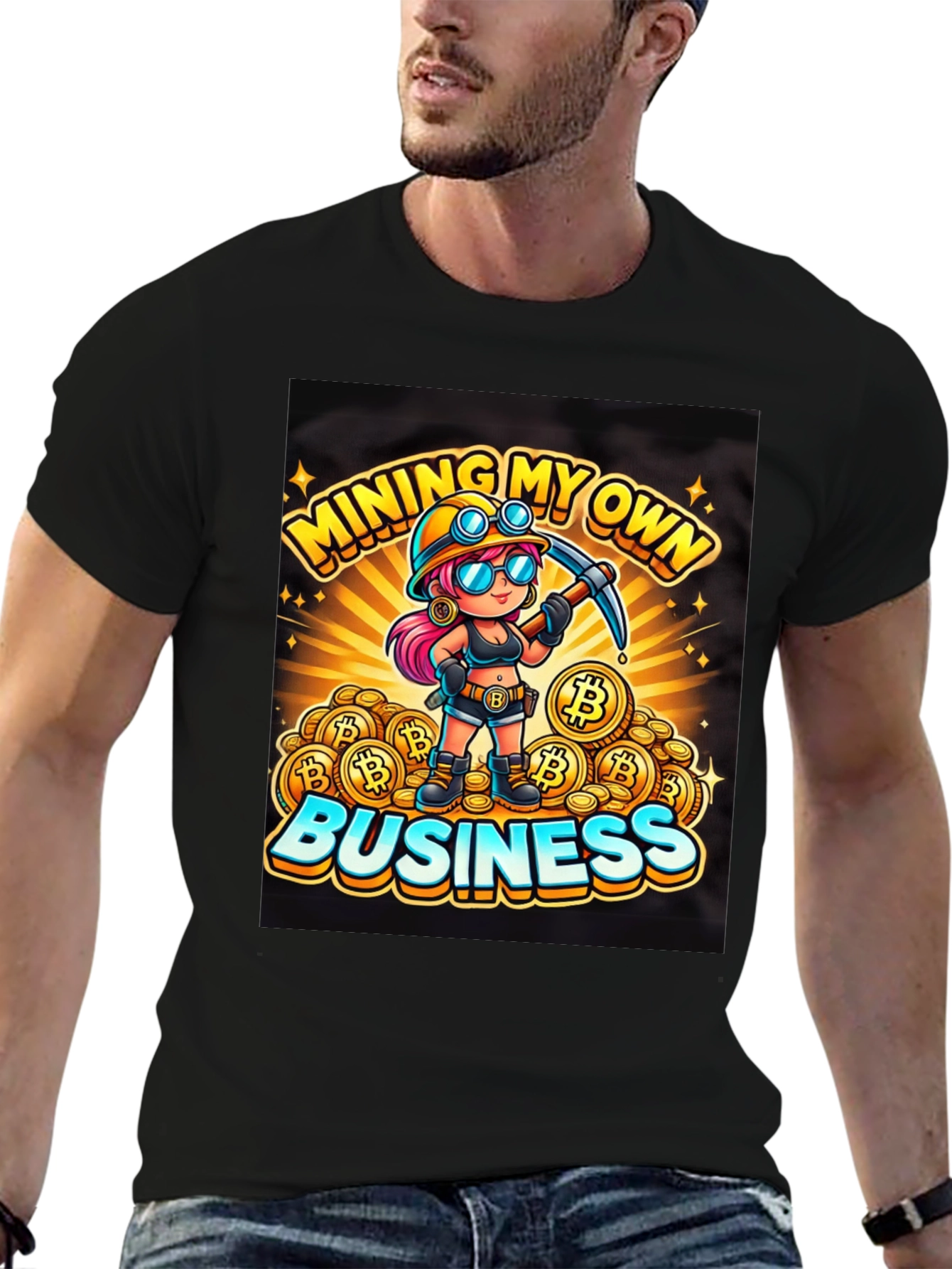 Mining My Own Business Bitcoin Cartoon T-Shirt