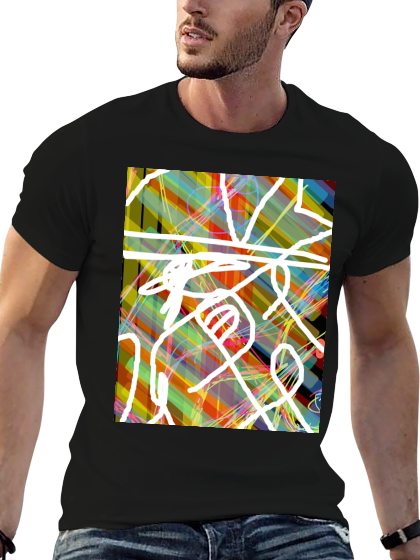 Abstract Art Mens Graphic Tee - Modern Streetwear