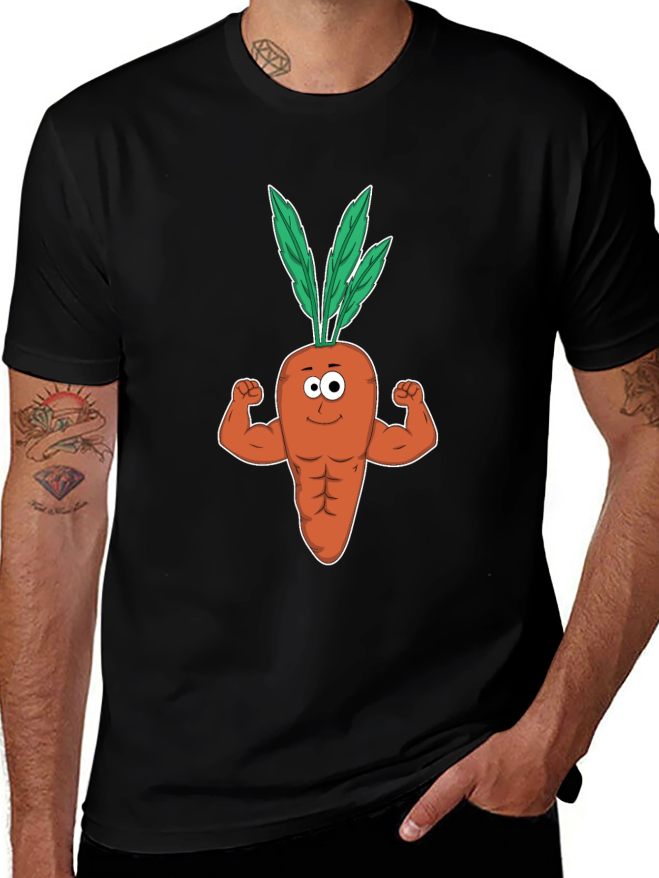 Funny Muscular Carrot Gym T-Shirt - Black
