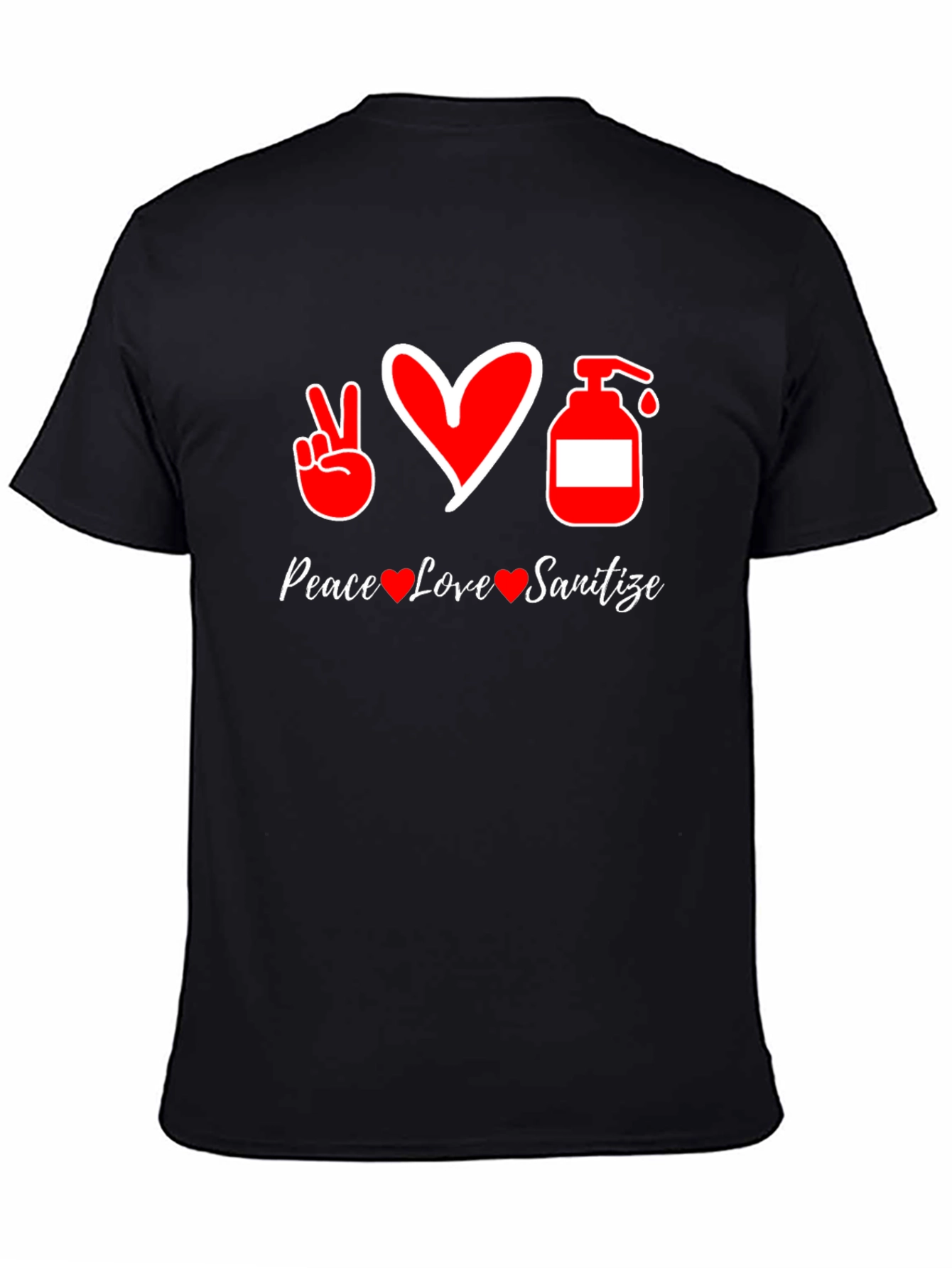 Peace Love Sanitize Black T-Shirt