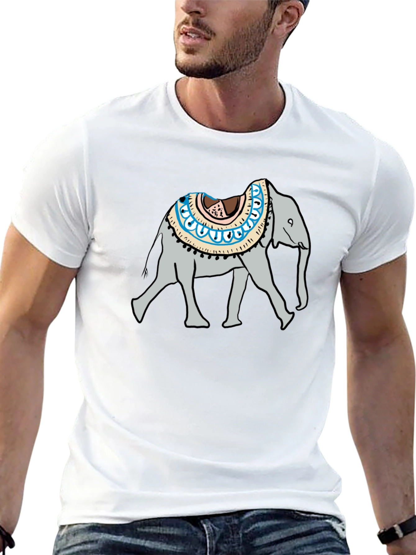 Elephant Graphic Tee - Casual Black T-Shirt