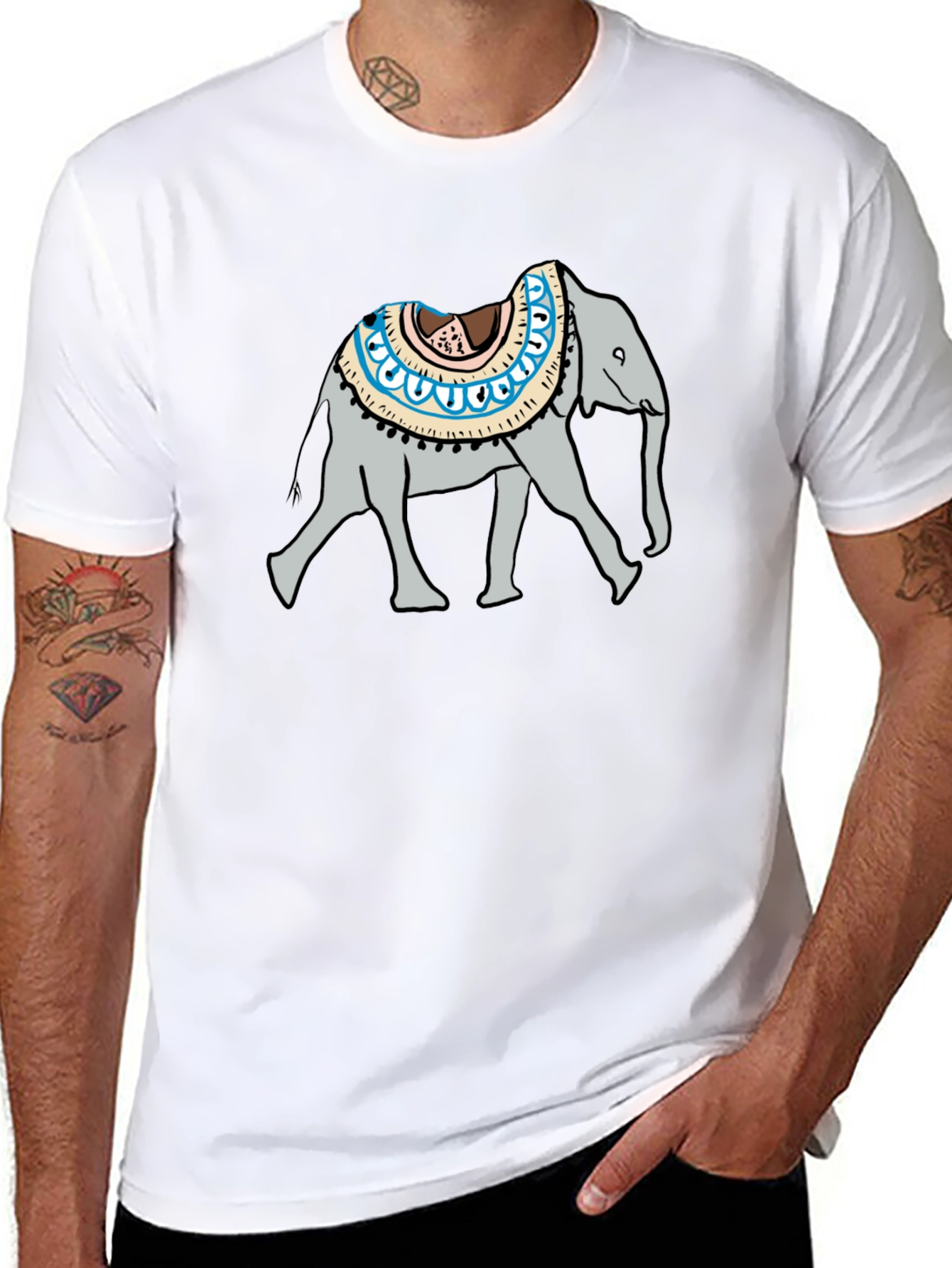 Elephant Graphic Tee - Casual Black T-Shirt