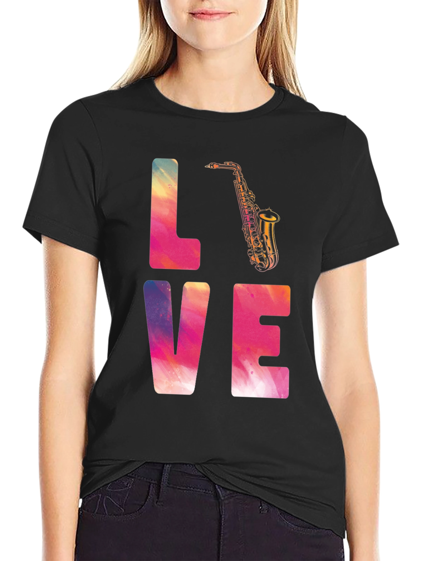 Love Saxophone Graphic T-Shirt - Stylish Musician Tee
