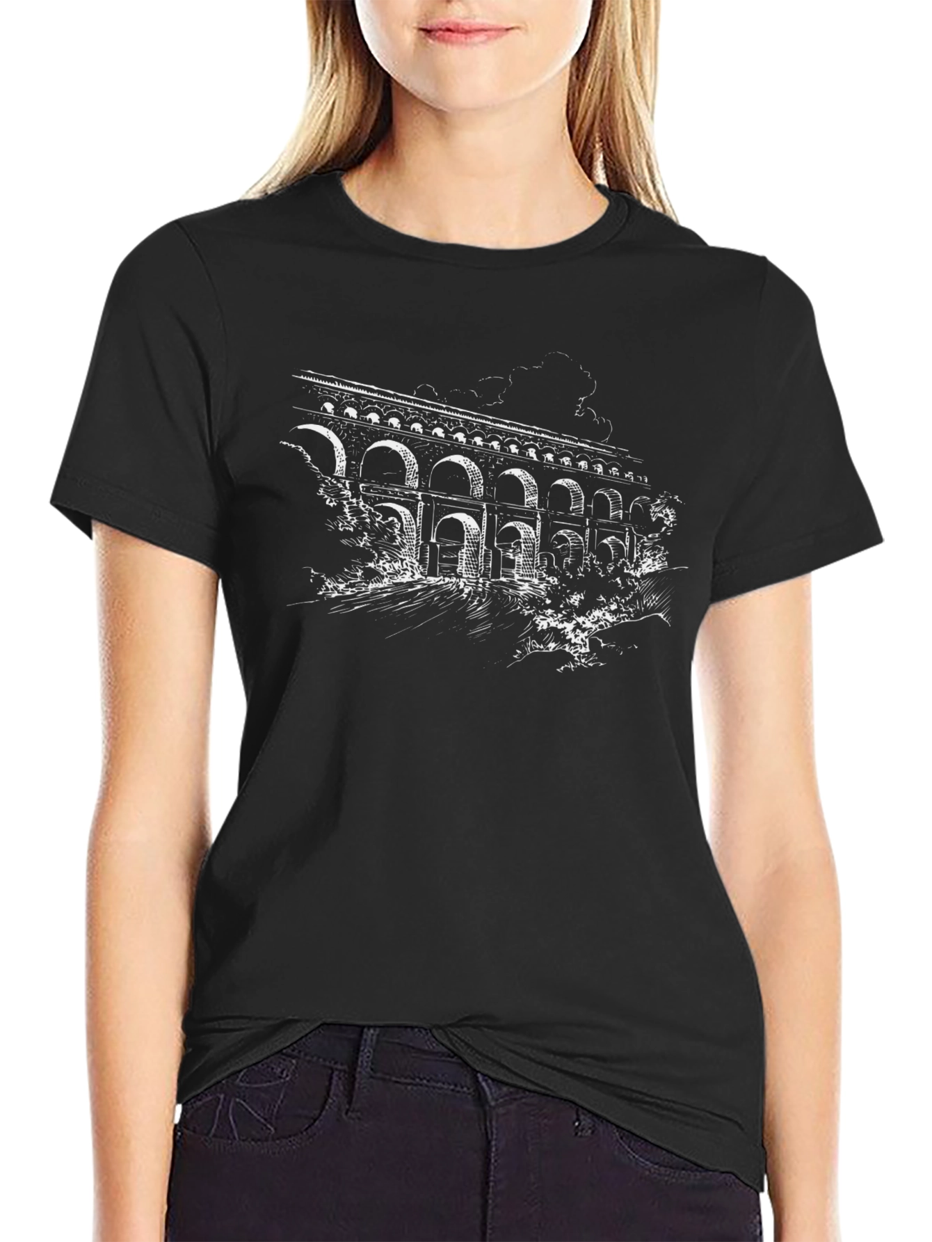 Aqueduct Graphic Tee - Stylish Black T-Shirt