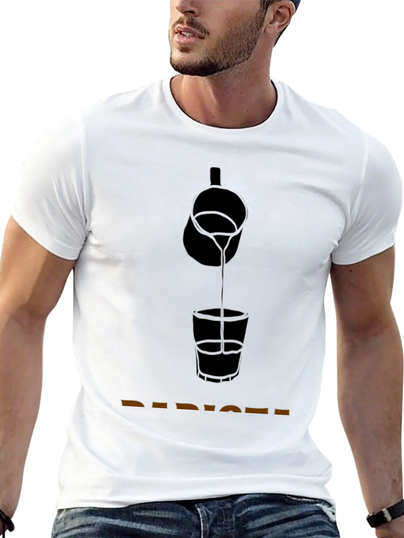 Bartender Pouring Shot Graphic T-Shirt - Classic Black Tee