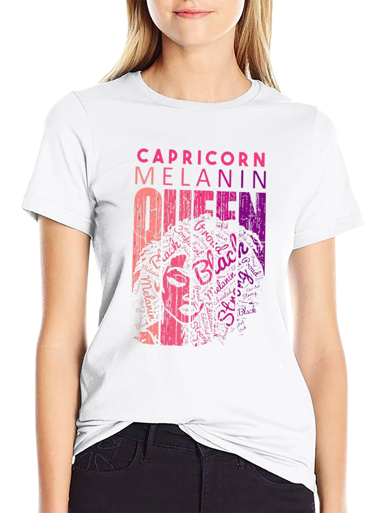 Capricorn Melanin Queen Black T-Shirt