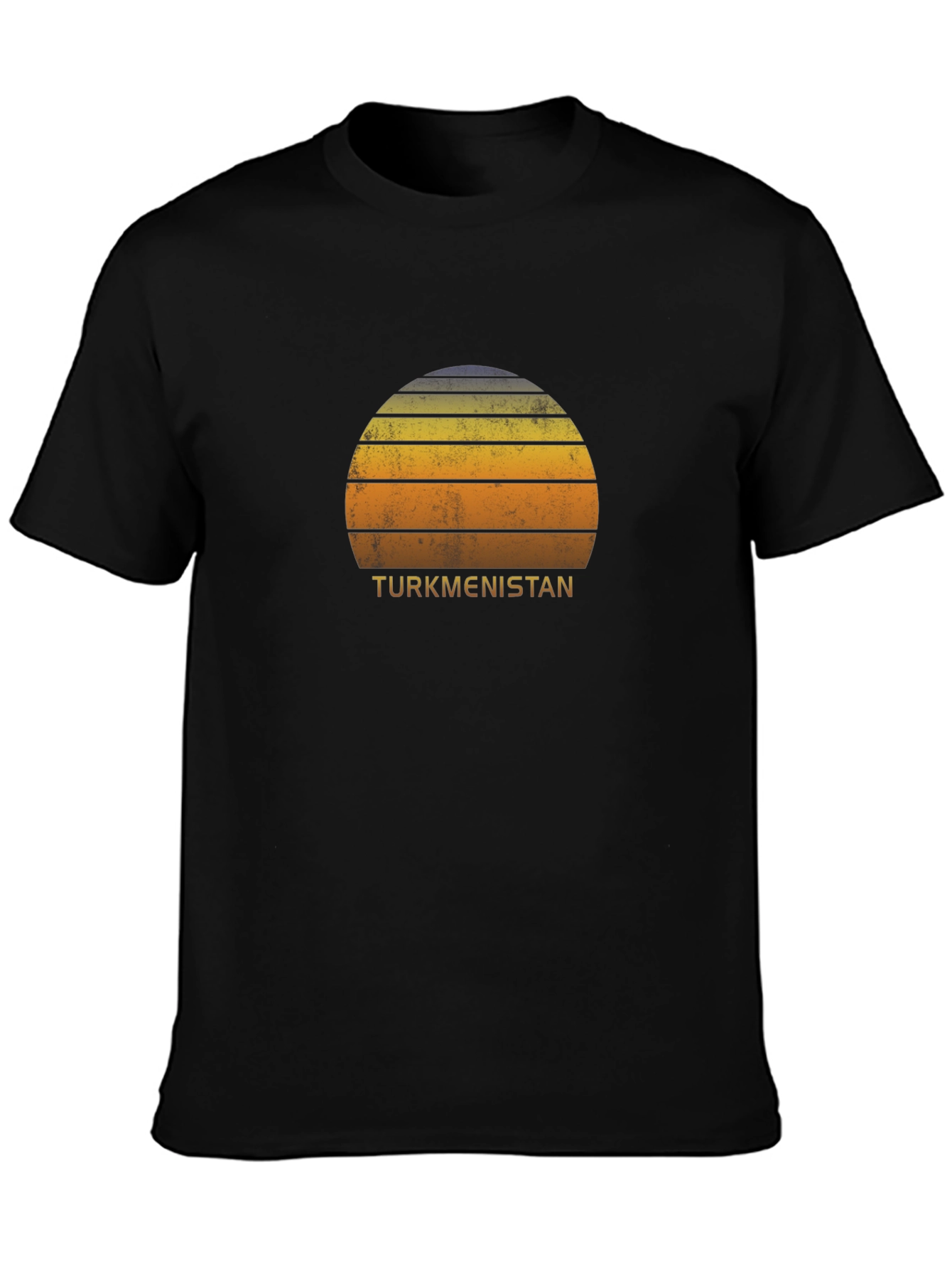 Retro Turkmenistan Sunset T-Shirt - Black