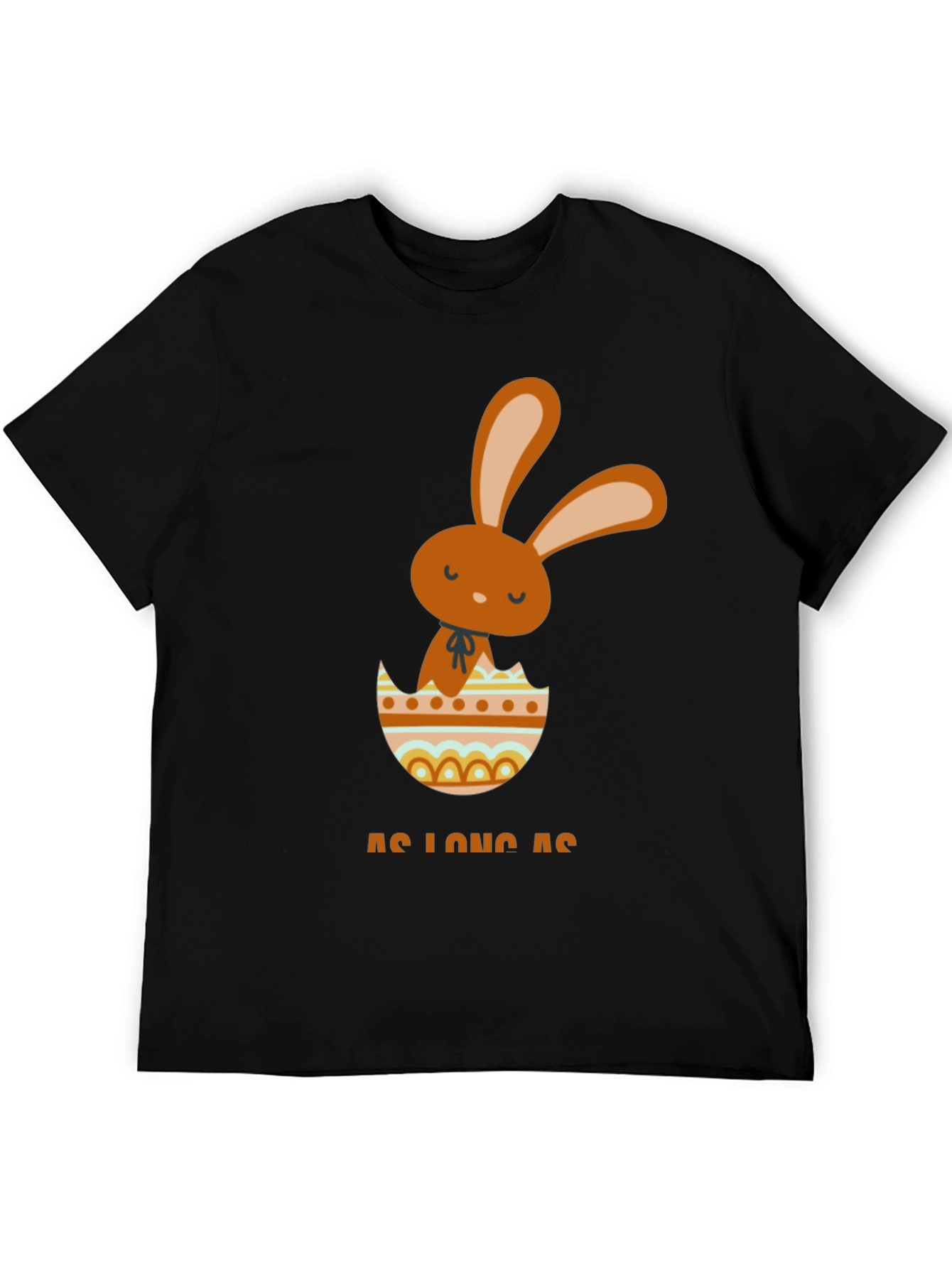 Easter Bunny Egg Graphic Tee - Black Cotton T-Shirt